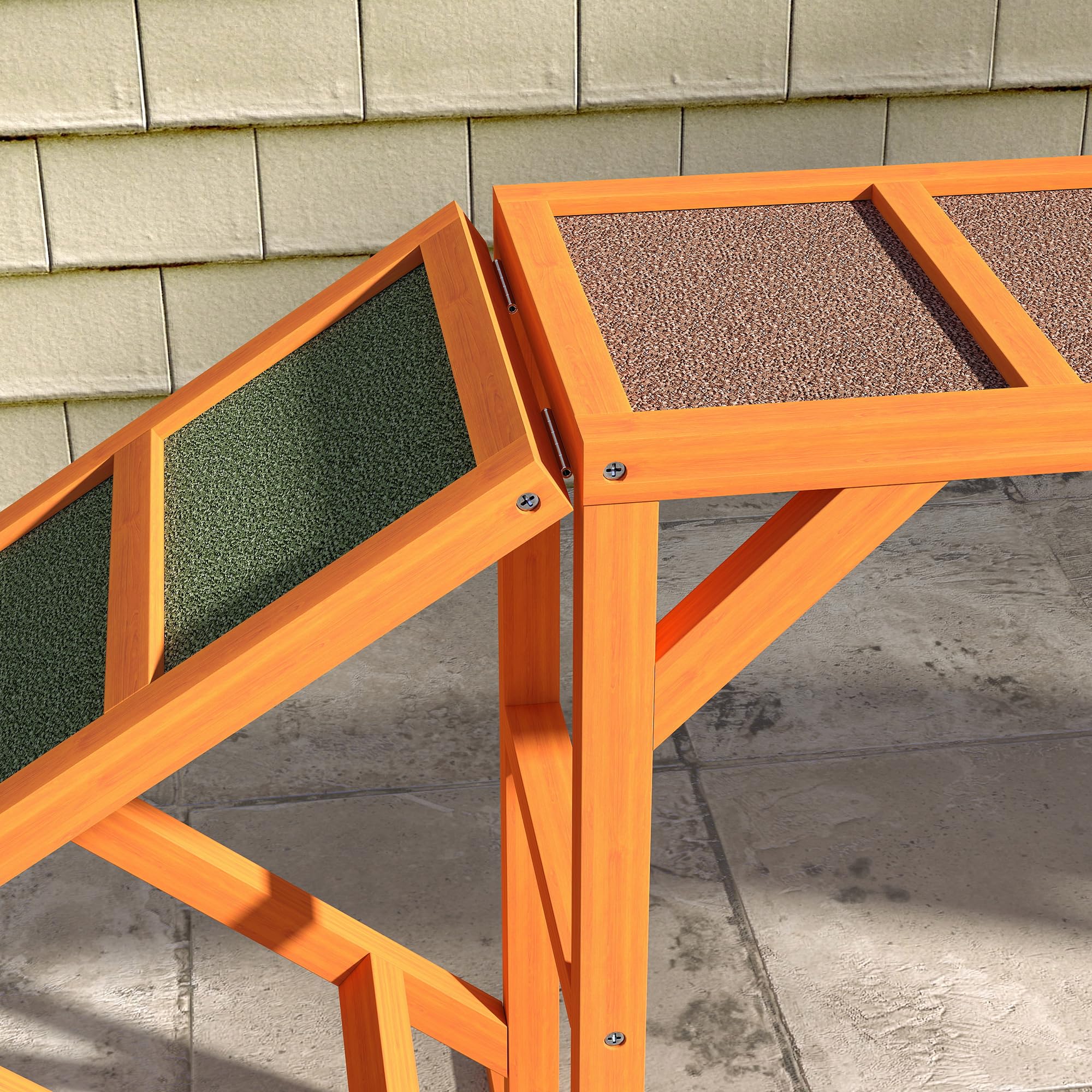 PawHut Hunde Agility Steg Agility-Ausrüstung für Hunde mit Sicherheitsstange Rutschfester Oberfläche wetterfest Agility-Gerät als Laufsteg & Trainingsequipment bis 40 kg für Garten 335x55x60cm Orange