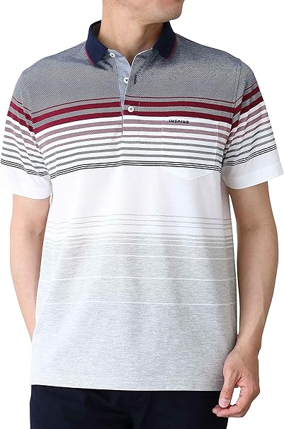 Inspire インスパイア 鹿の子ボーダー 長袖 ポロシャツ M ネービー メンズ 50代 60代向け大人カジュアルブラン Fabianlevato Com