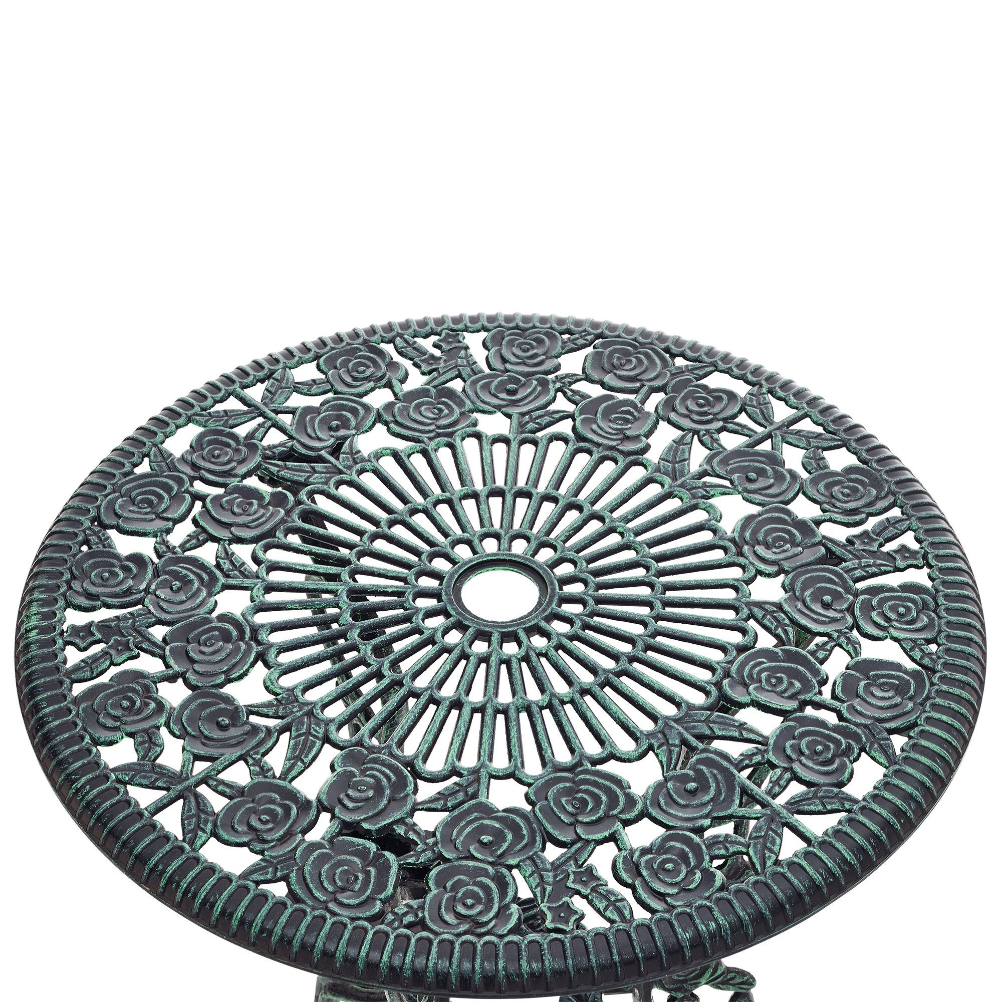 casa.pro Set de Table et Chaises Jardin Fonte Aluminium Vert Résistant Intempéries