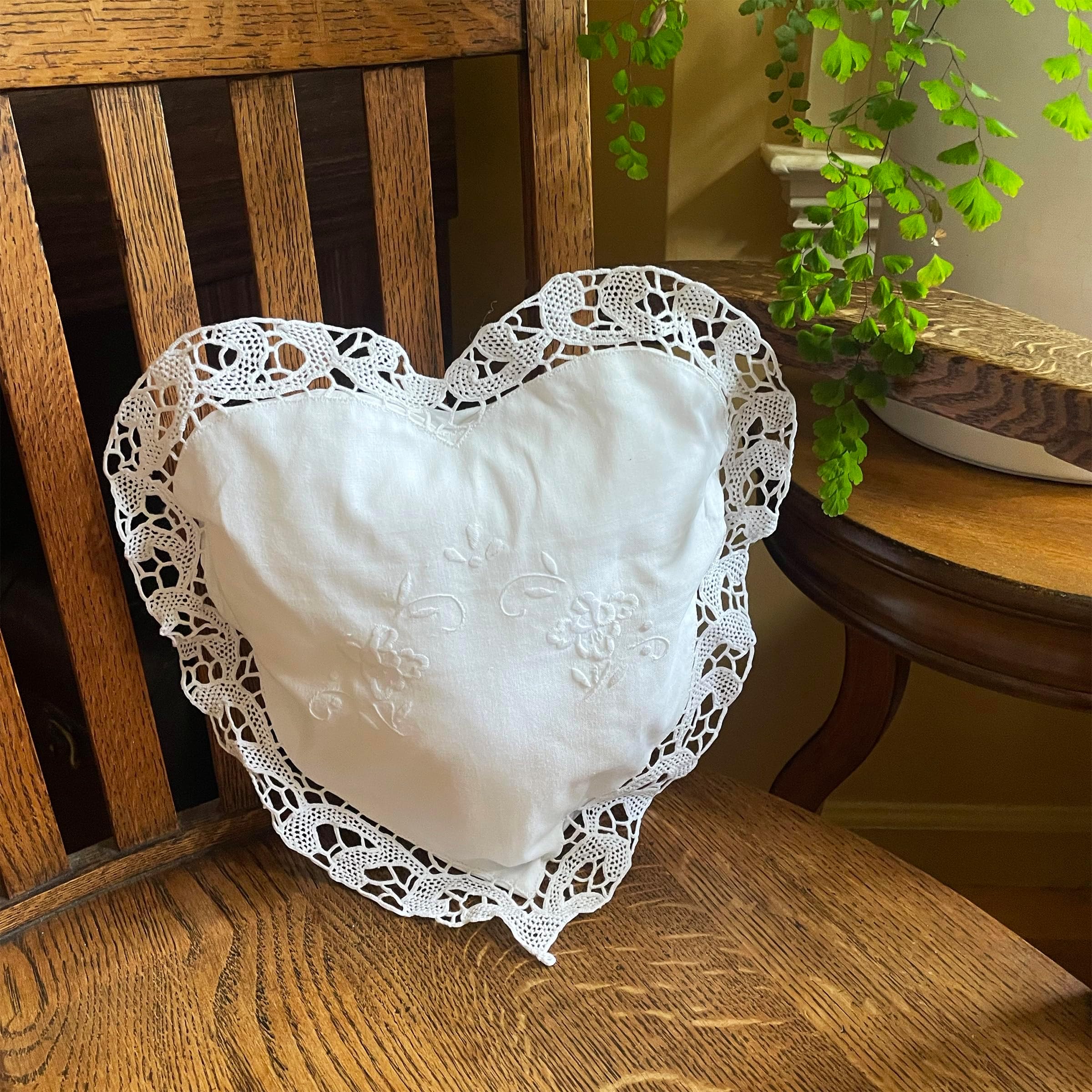 MODERN HEIRLOOM Embroidered and LACE 2-PC Pillow Decorative Pillow Set, 12 inches, Alice White 12" 2 Count