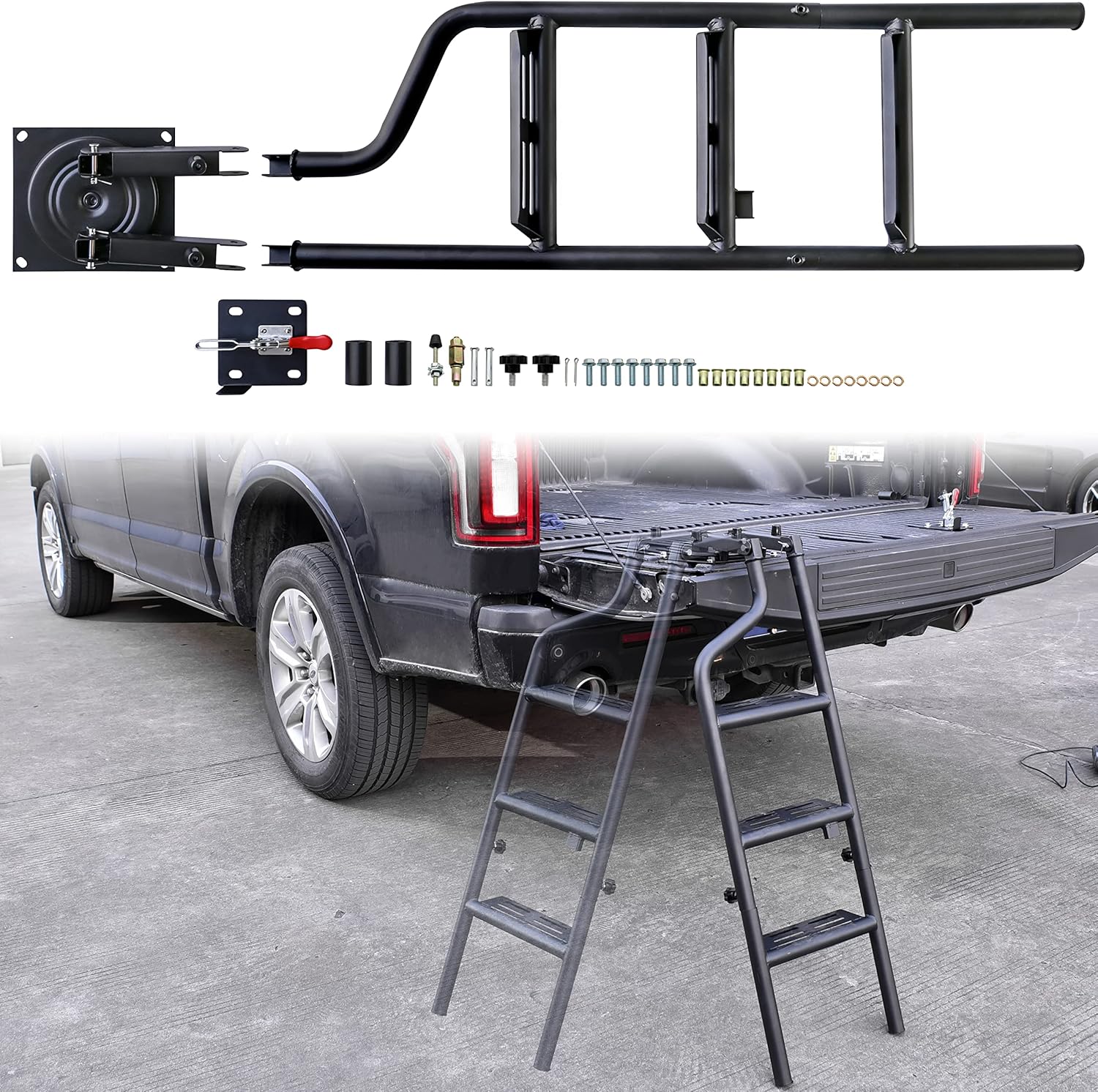 Buy POKIAUTO Universal Foldable and 360° Rotatable Tailgate Ladder for