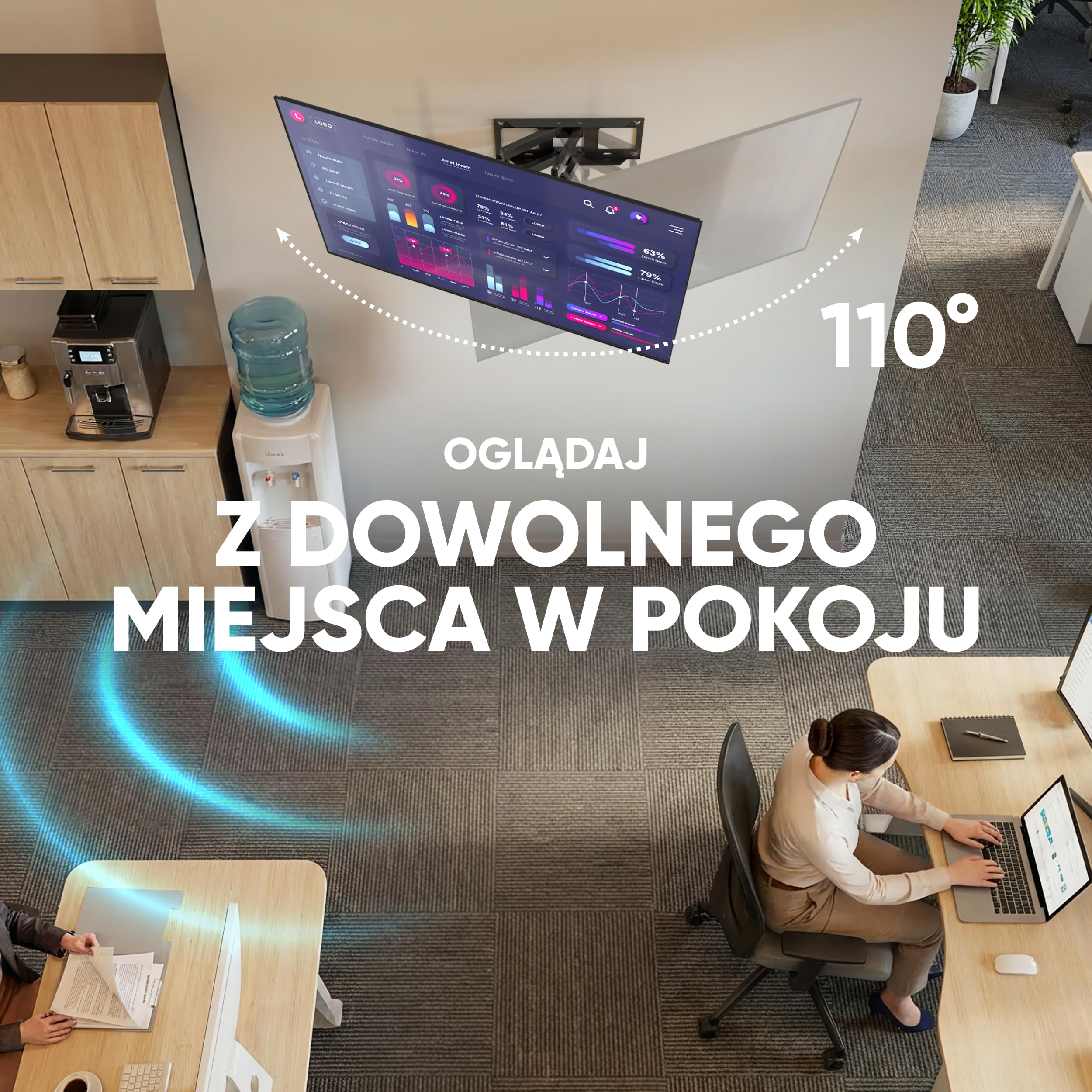 ONKRON Wieszak na Telewizor 40-75 Cali, maks. 70 kg, Obrotowy i Pochylany Uchwyt Ścienny na TV, VESA 100x100-600x400, Uniwersalny Wysuwany Ramię do Telewizora, Czarny M6L-B