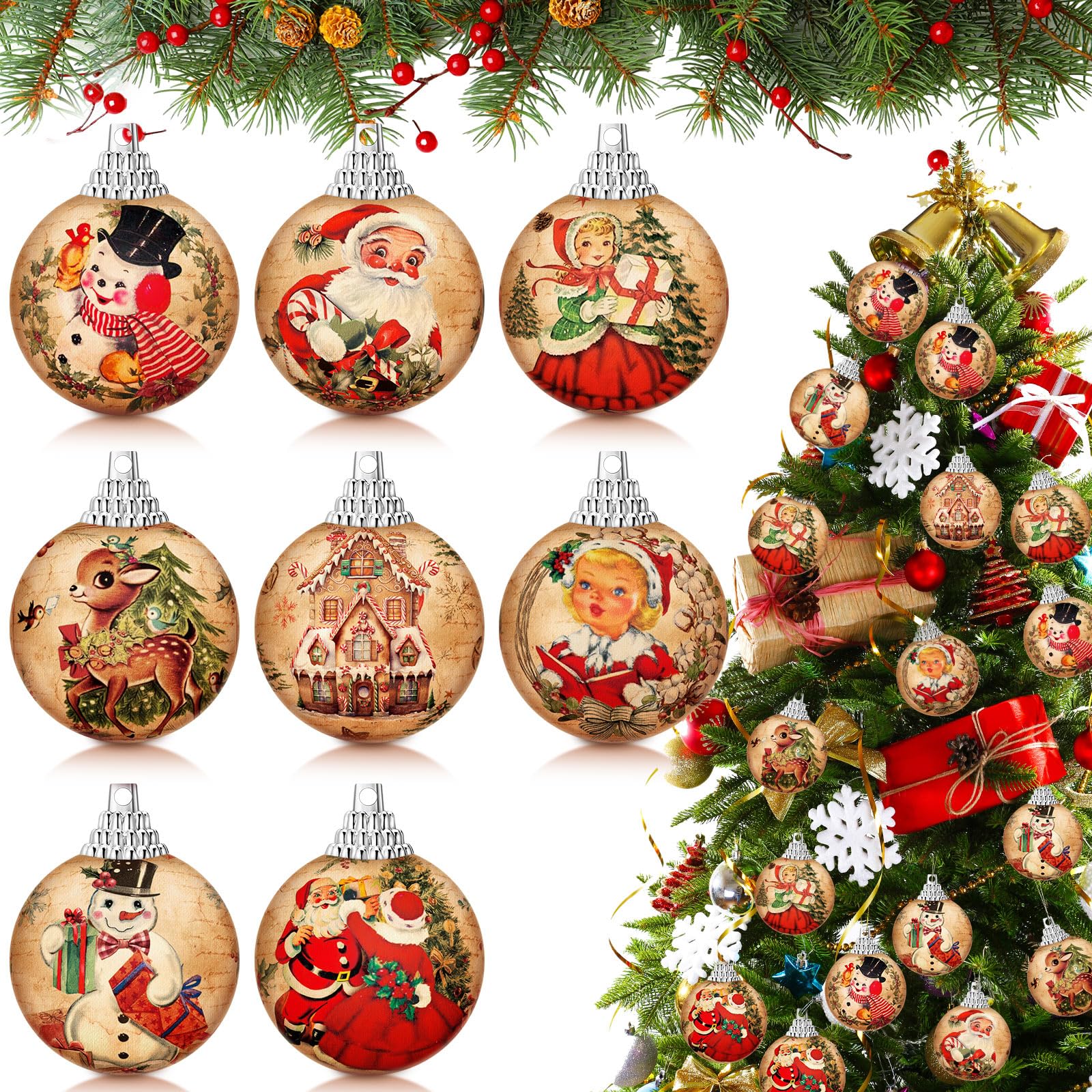 Amazon.com: Outus 16 Pcs Christmas Tree Ball Ornaments Vintage