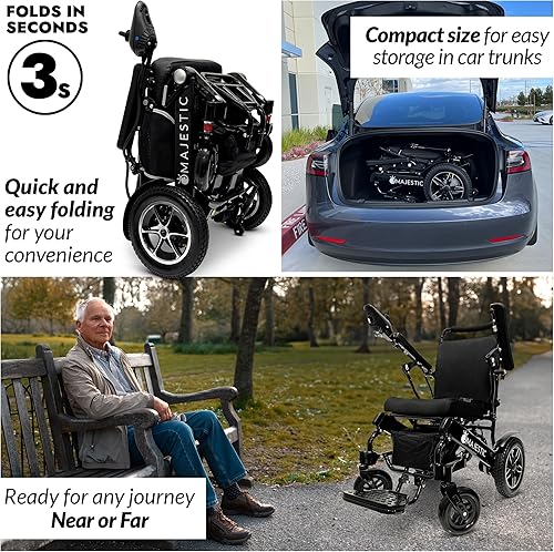 Miniatura 2 de Majestic - Sillas de ruedas eléctricas para adultos, silla de ruedas eléctrica plegable ligera, silla de ruedas motorizada para personas mayores,