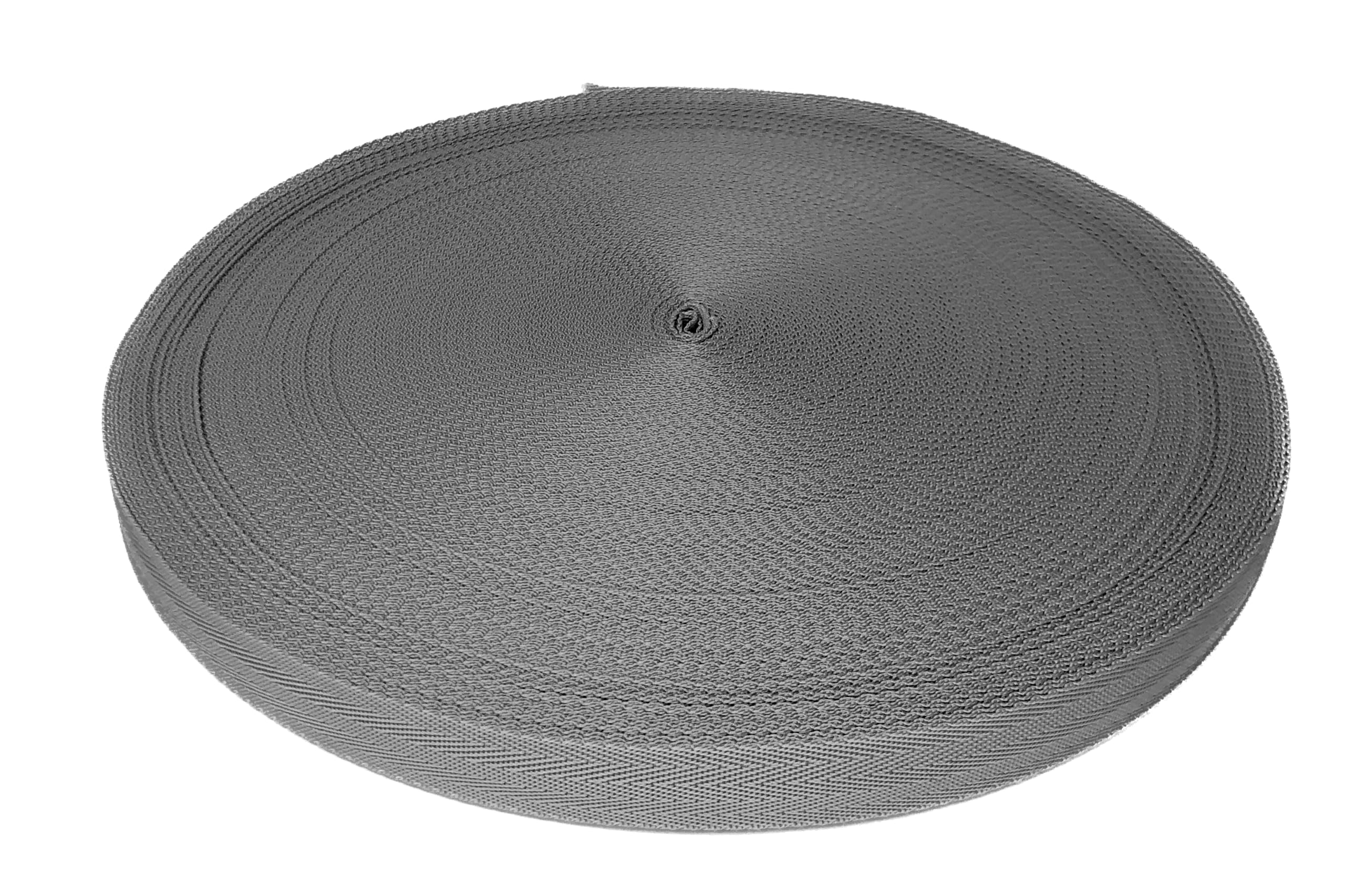 Trimz Polypropylene Herringbone Webbing - 25mm x 10m - Grey Heavy Duty Strap for Bags, Crafts and DIY