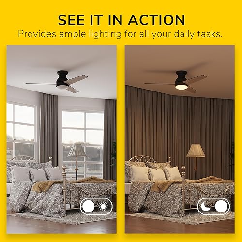 Miniatura 4 de Inlight IN-0713-2-PL - Ventilador de techo con LED integrado de 52 pulgadas para interiores y exteriores, con luz y control remoto, certificación