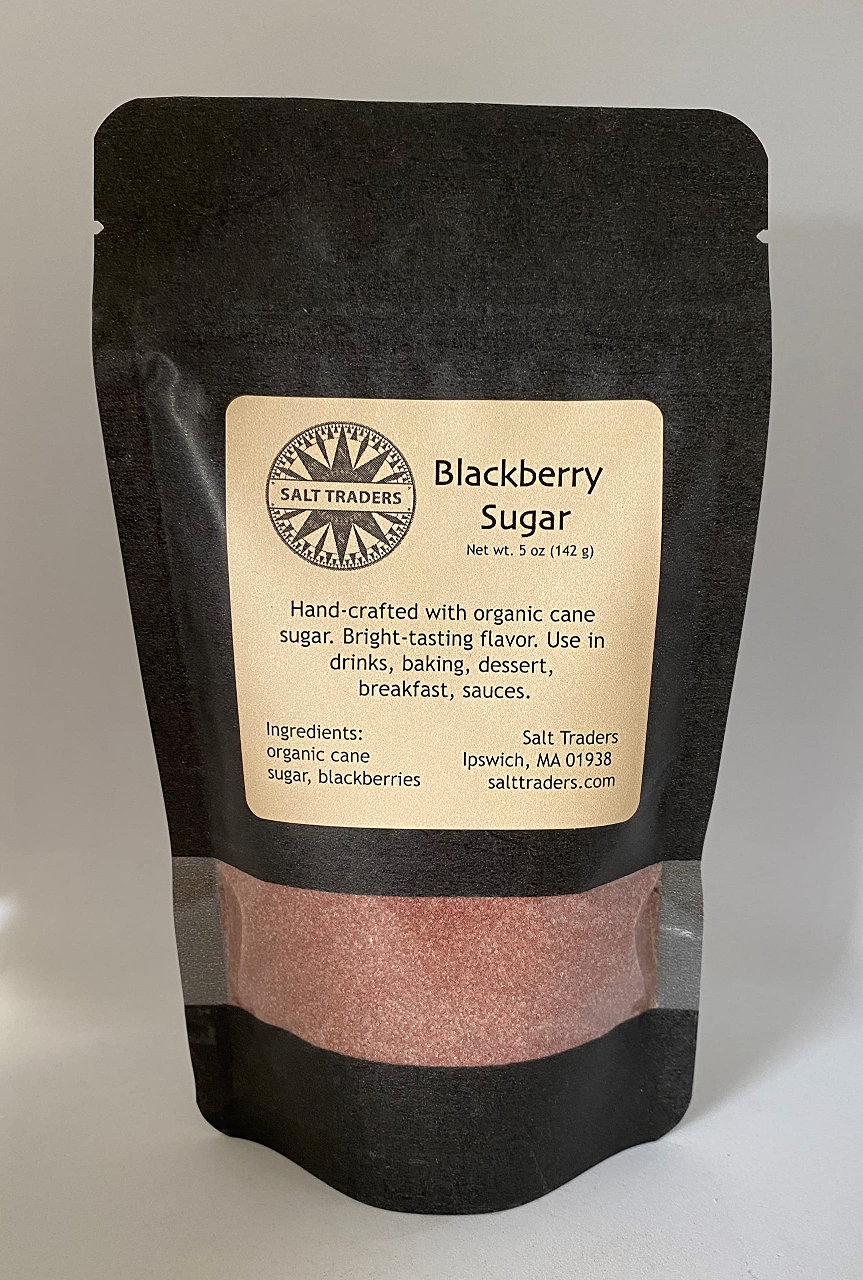 Salt Traders Blackberry Flavored Cane Sugar - 5 oz Rice Paper Zip Bag