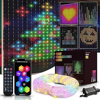 Curtain Fairy Lights, 2x2m 400 LEDs, Smart String Lights with App, Remote,Waterproof Diwali/Christmas Decorations, LED Gar…
