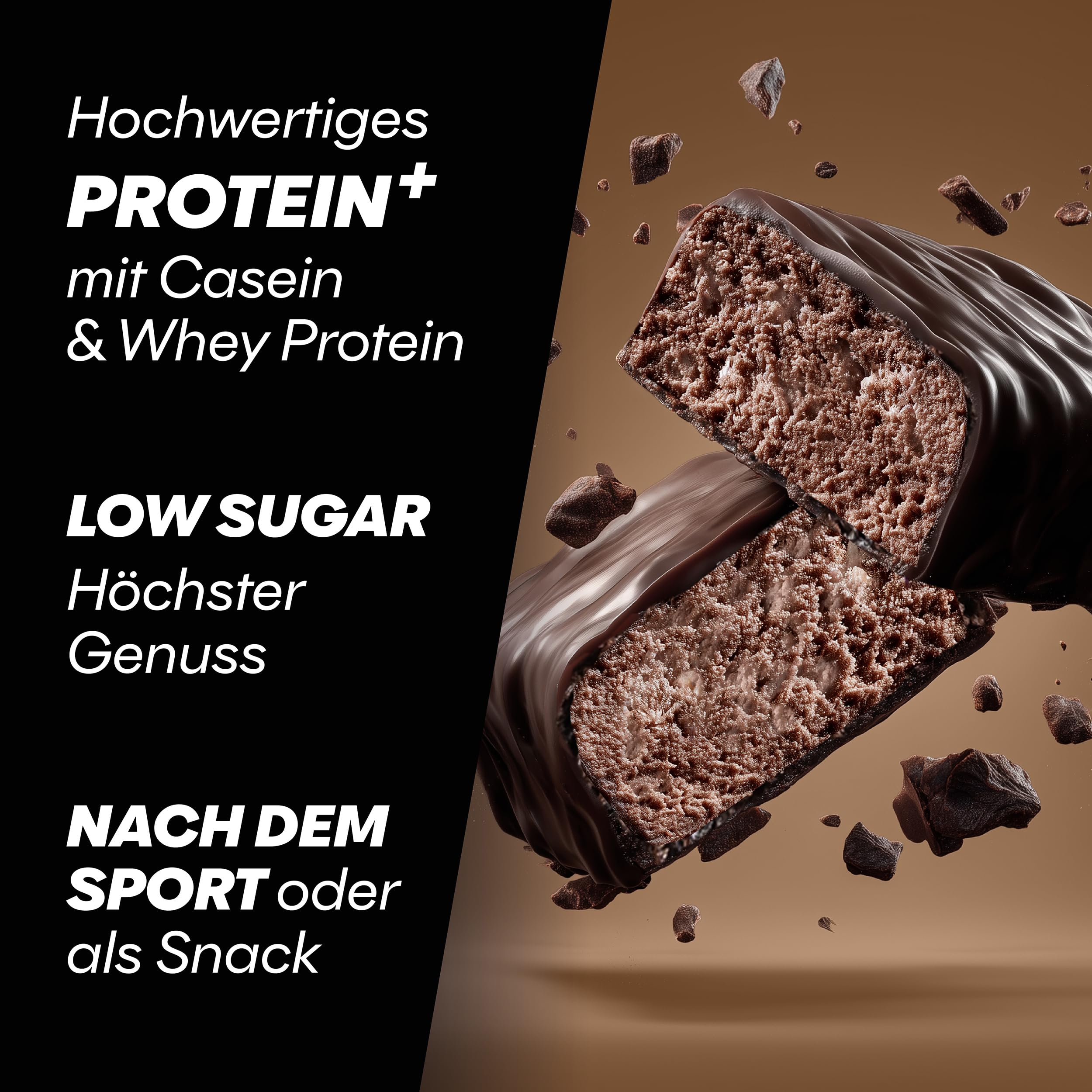 Powerbar - Protein Plus - Low Sugar - Chocolate-Brownie - 30x35g - Riegel mit nur 107 Kcal - Fitnessriegel mit Ballaststoffen
