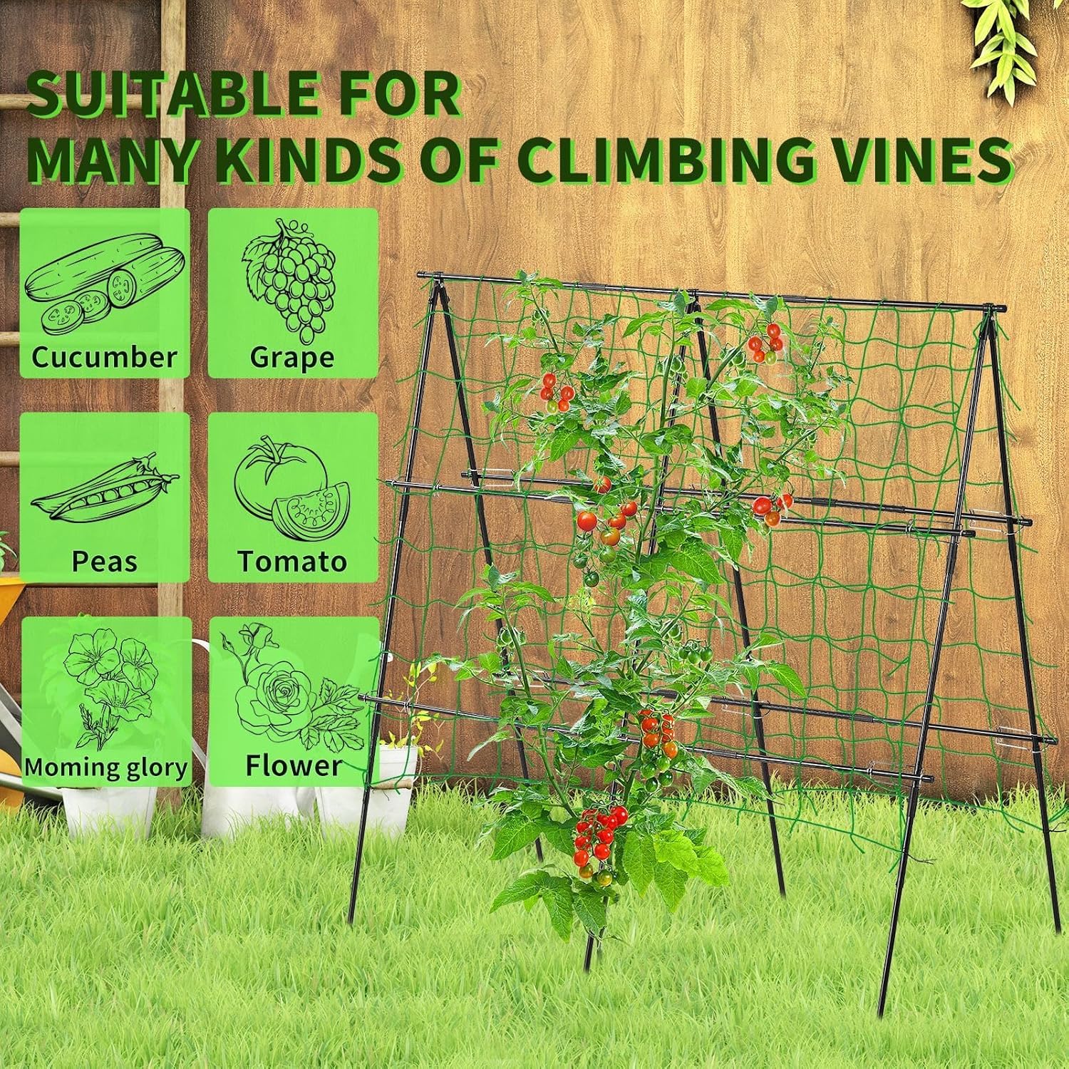 Lalahoni Cucumber Garden Trellis A Frame Trellis for Raised Bed, Plant Support for Flower Vine Grape Vegetable Fruit, Black