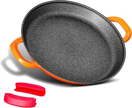 INTIGNIS Traditional Paella Pan 40cm   Non-Stick Induction | Heavy-Duty, Anti-Scratch, Stainless Steel Base | Paella+Pan for Gas, Electric & Ceramic Hobs Cookware | Paellera