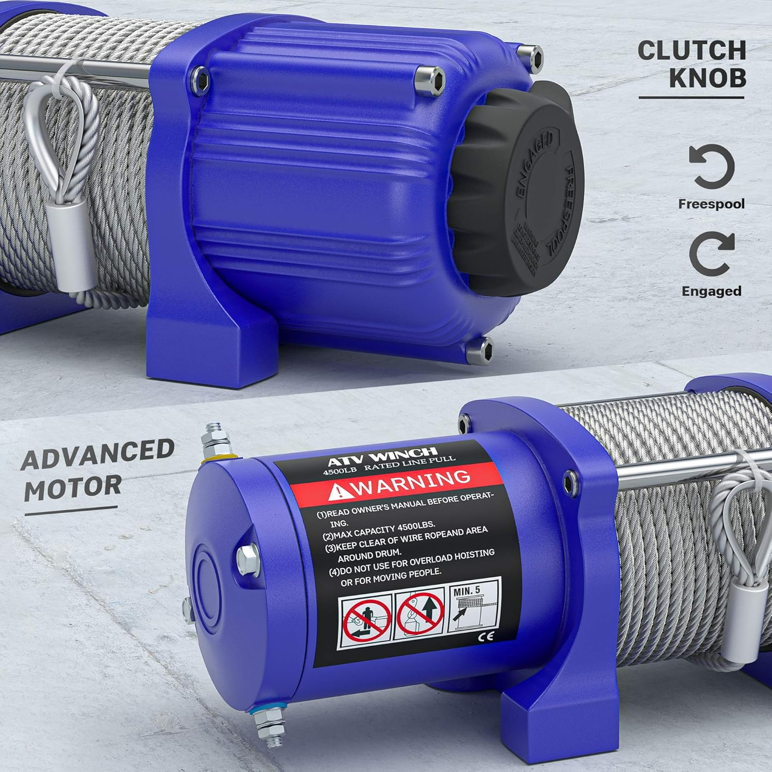 Review Discount BIGTUR ATV/UTV Electric Winch 12V 4500lbs Towing Steel Cable Winch Off-Road Recovery with Wireless Remote Control/Mounting Bracket (S-Model/Blue)