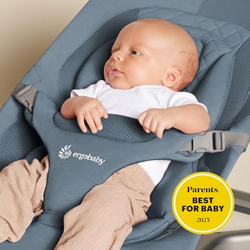 Image of Ergobaby Evolve 3-in-1 Bouncer, Adjustable Multi-Position Baby Bouncer Seat with Newborn Insert, Head-Hip Support, Ergonomic & Lightweight Rocking Chair, Folds Flat for Storage, 2-13 Kgs, 0-2 Years