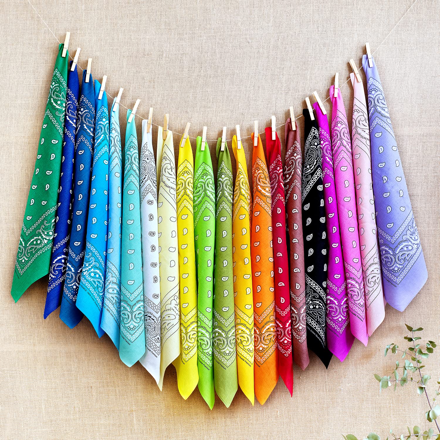 EL BANDANA - Lote de bandanas 100% Algodon de primera calidad Paisley Panuelo Cabeza Cuello Bufanda - Juego de 5/10/20 - 4