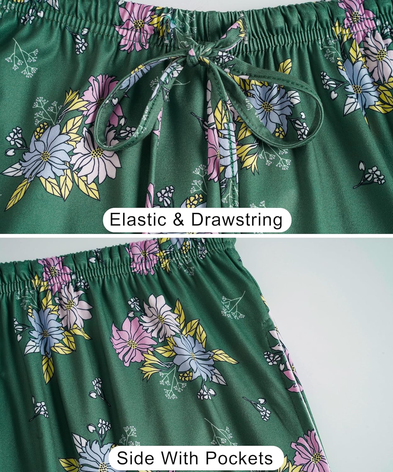 Vozanet Women's Plus Size Pajama Pants 2 Pack Lounge Bottoms with Drawstring and Pockets Ultra-Soft Sweatpants Loose PJS - Image 4