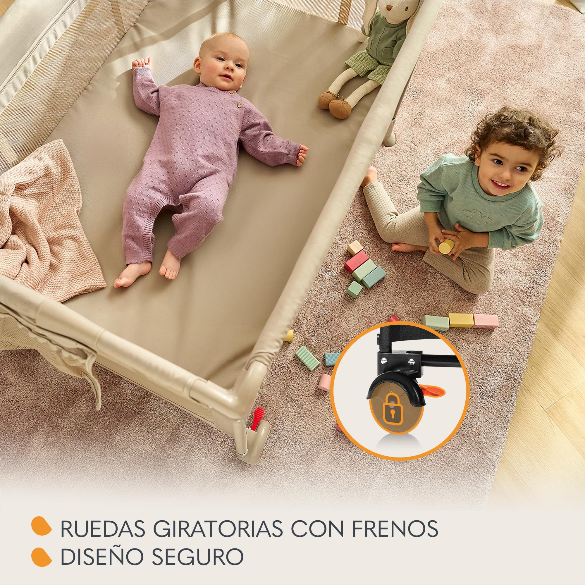 LIONELO LAURA Cuna de Viaje 2 en 1 hasta 15 kg Cuna Parque Bebe de 0 a 36 meses Entrada Lateral Colchón de Espuma T25, 2 Niveles de Altura, Bolsa de Viaje, Ruedas con Freno
