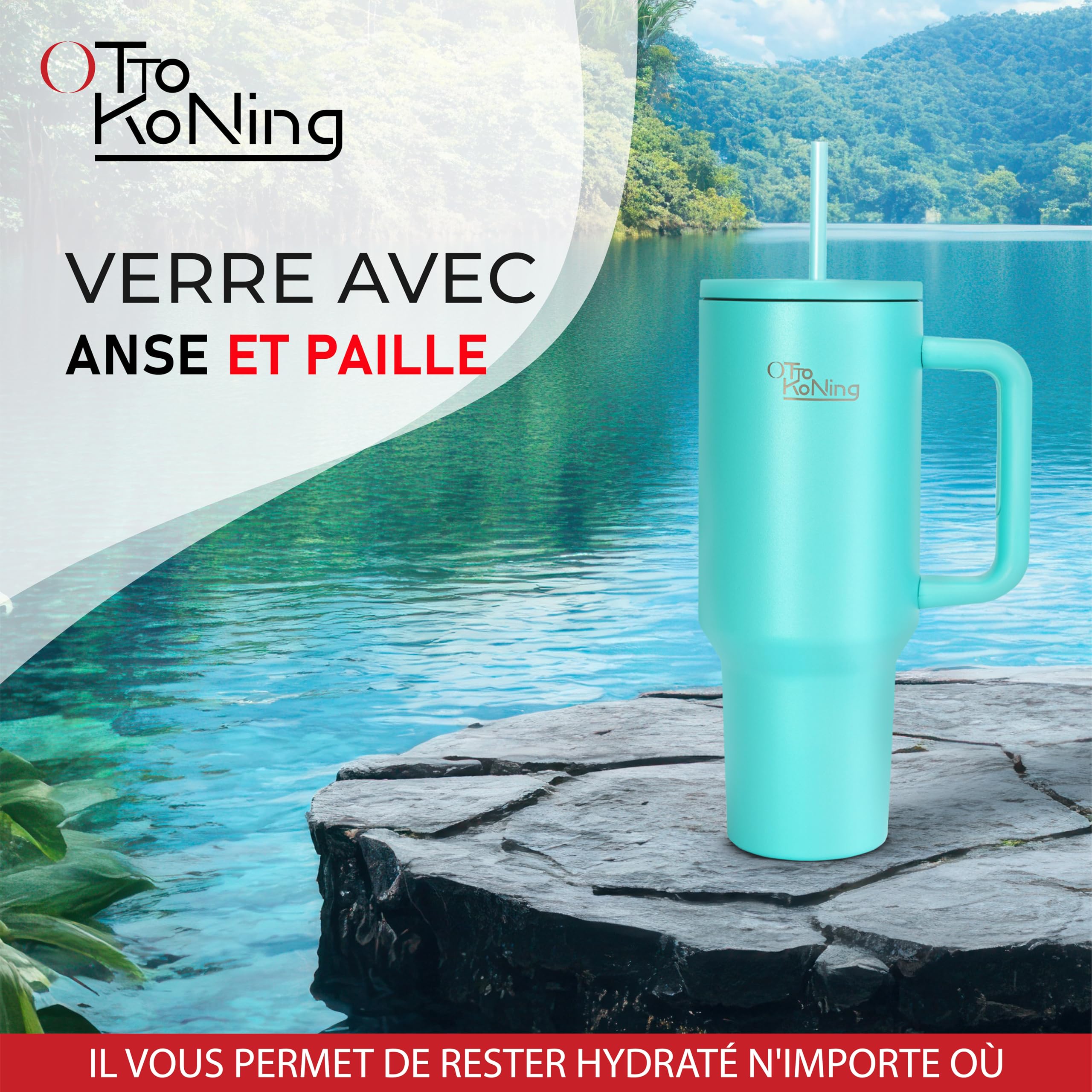 Gourde Isotherme Otto Koning 1L - Acier Inoxydable - Garde Le Froid 24h Et Le Chaud 12h