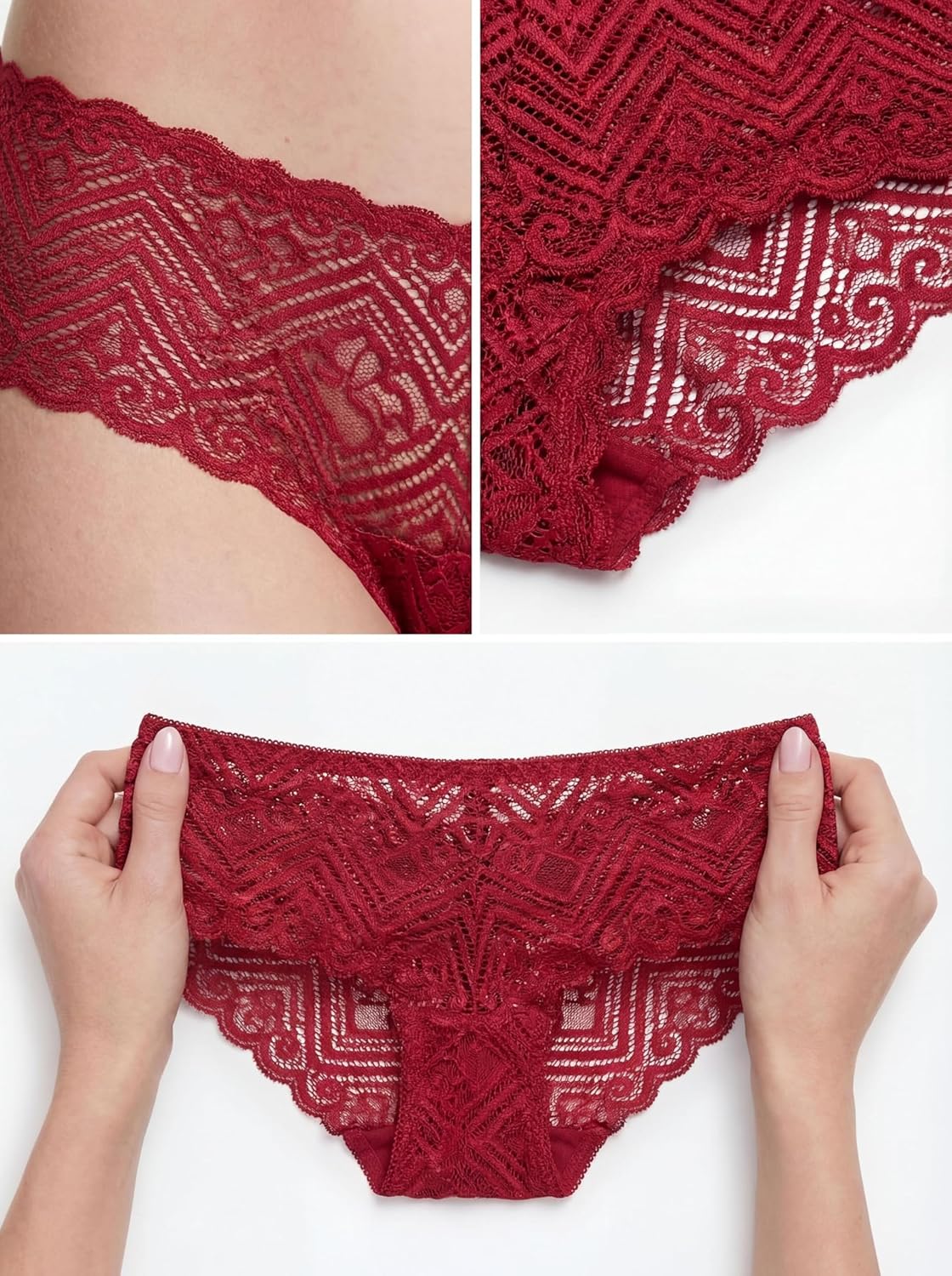 Sexy Basics Women's Lace Hipster Panties | Ultra Soft & Stretchy Hallowed Out Lace Seamless Underwear | Multi Packs - Image 5