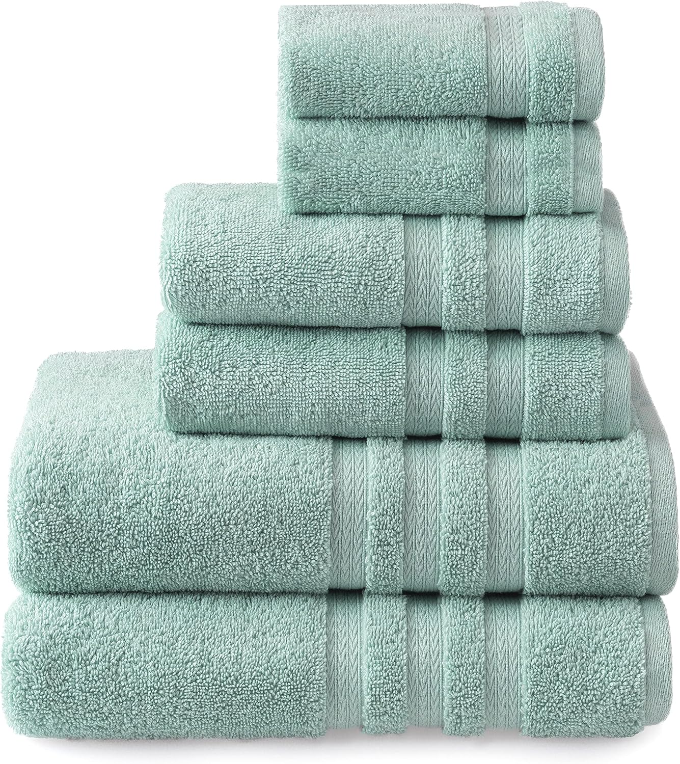 Welspun Basics Luxurious 100% Hygro Cotton 6 Piece Towel Set | Aqua | Quick Dry | Absorbent | Durable | Softer & Lofter Wash After Wash | Sustainable | 600 GSM | 2 Bath 2 Hand 2 Wash Towels