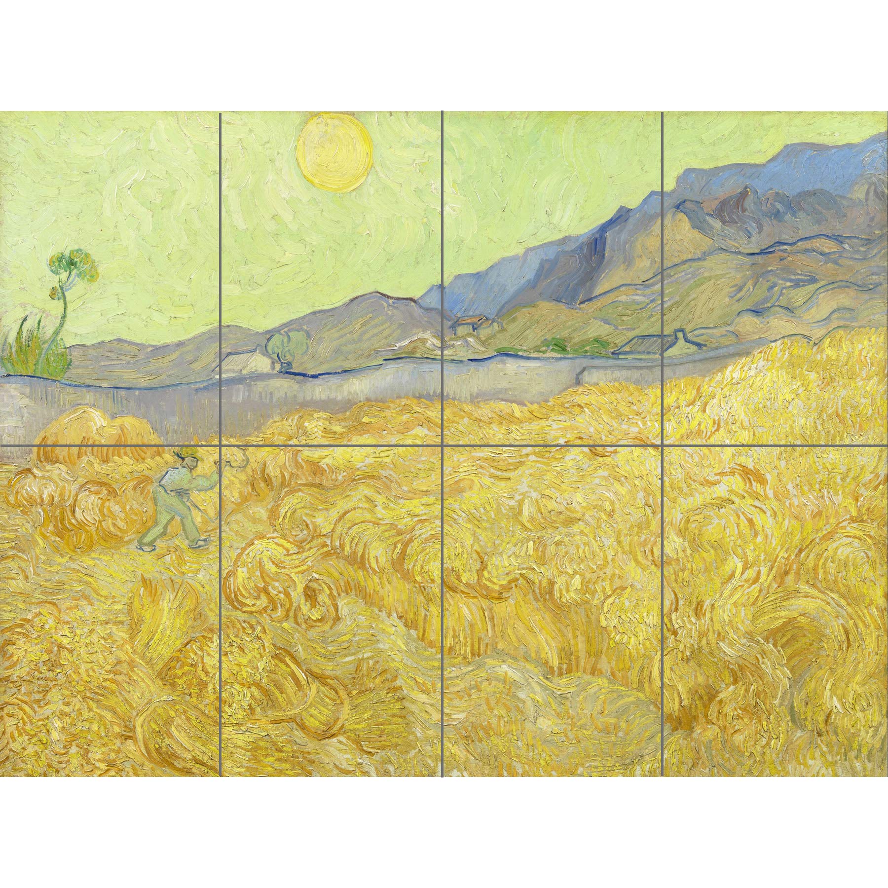 Artery8 Vincent Van Gogh Wheatfield With A Reaper XL Giant Panel Poster (8 Sections)