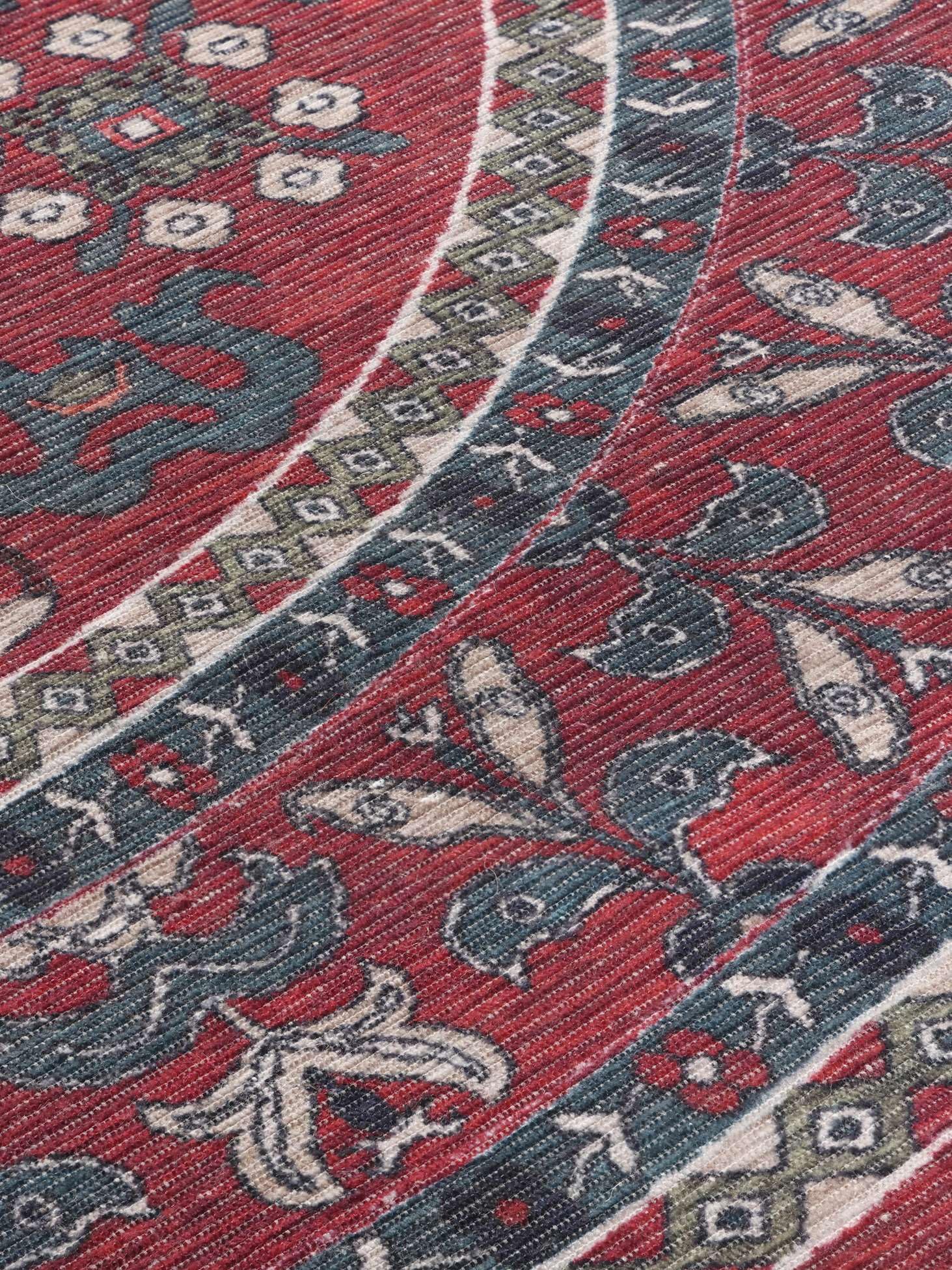 RugVista Navida Tappeto, Ø 120 cm, Rosso | Moderni, Rotonda, Pelo corto, Lavabile in lavatrice, Oeko-Tex 100, Soggiorno, Camera da letto, Cucina, Corridoio
