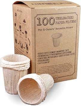 4 Cup Disposable Paper Coffee Filters for Reusable K-Carafe, 100 Count | Disposable liners for reusable coffee pods and easier cleanup