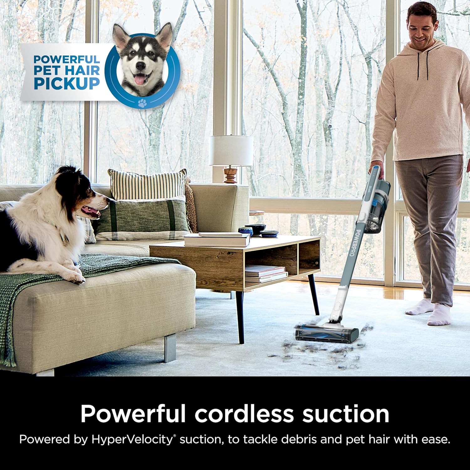 Shark PowerPro Plus Cordless Stick Vacuum, Lightweight, Rechargeable, FloorDetect Technology, HEPA Filter, Up to 50-Minute Runtime, Powerful Pet Hair Pickup, Carpets & Hard Floors, Pure Water, IZ377H PowerPro FloorDetect