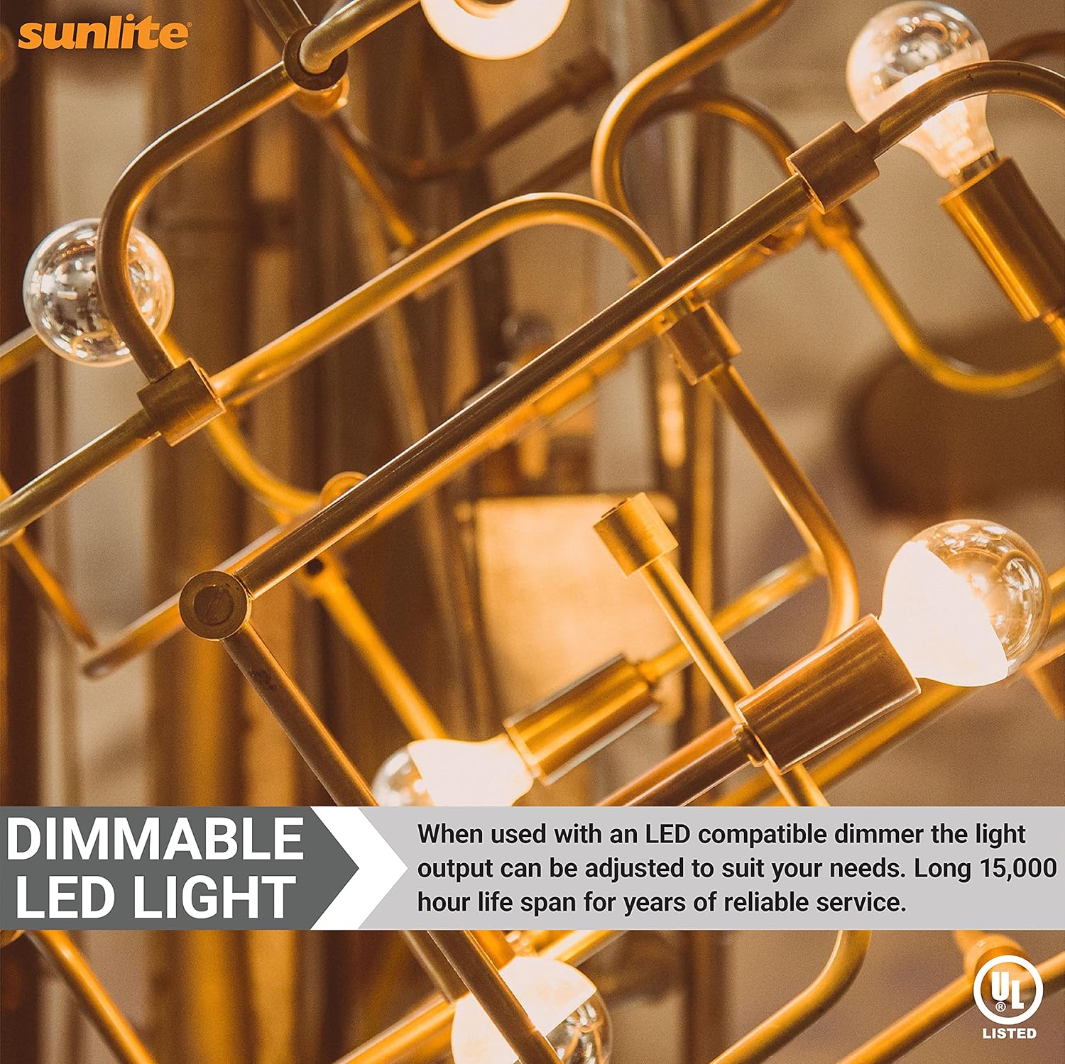Sunlite 40951 LED A19 Edison Half Chrome Globe Light Bulb, 6 Watts (40W Equivalent), 540 Lumens, Standard E26 Base, Dimmable, Decorative Silver Bowl, Filament, Anti-Glare 6 Pack, 2200K Amber