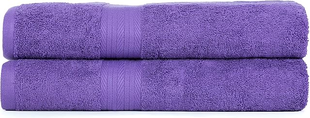 Ample Decor Hand Towel Set of 2, 46 CM X 72 CM 600 GSM 100% Cotton  Quick Drying Super Absorbent  For Hotel, Spa, Bathroom, Gym  Purple
