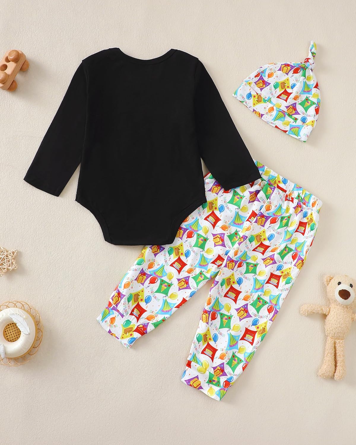 Condition photo showing New/Like New for Renotemy Newborn Baby Boy Fall Clothes, Long Sleeve Letter Printed Rompers Plaid Pants Hat Outfits Clothing Set 0-18 Months Birthday 6-12 Months