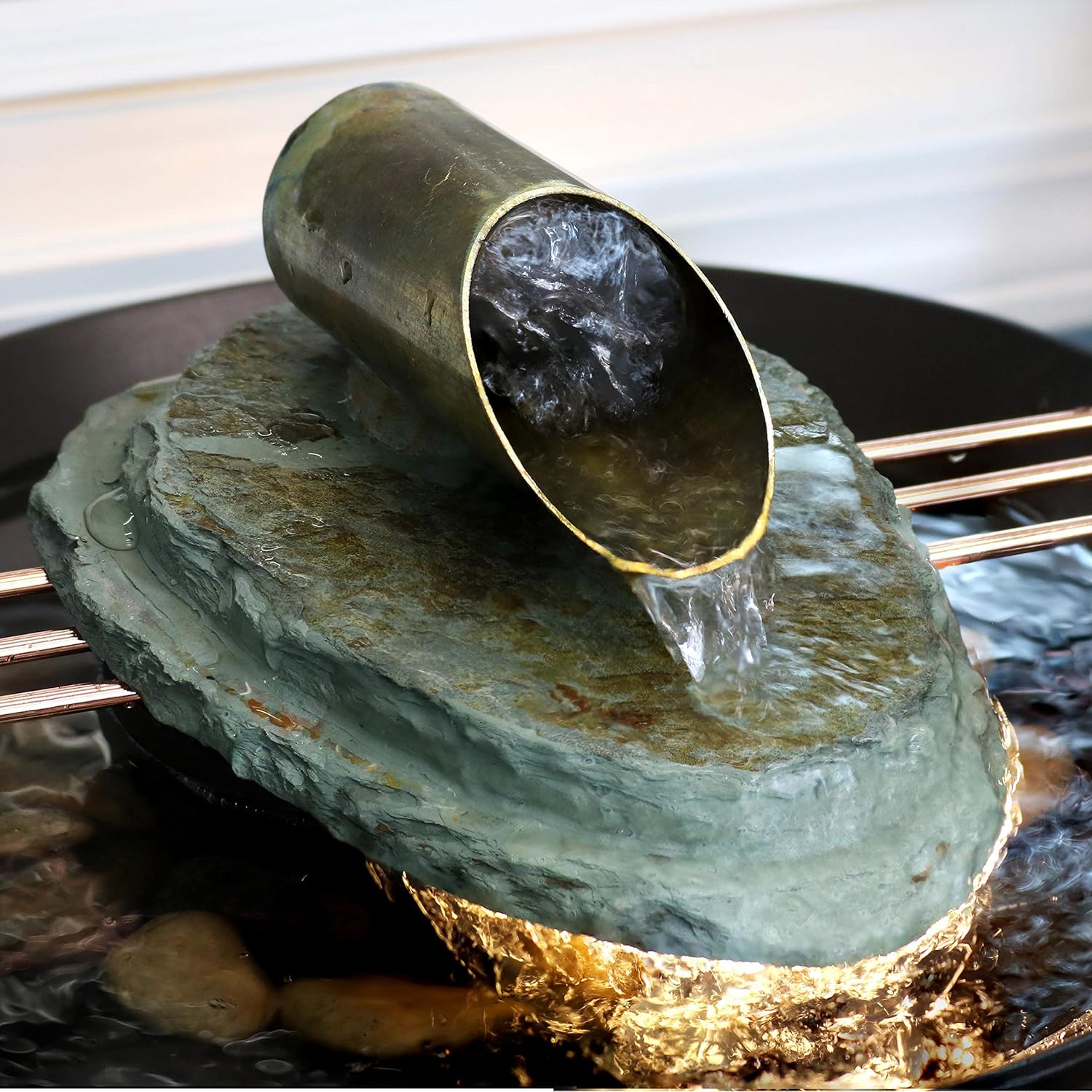 Sunnydaze Soothing Balance Slate Tabletop Water Fountain with LED Light - Peaceful and Calming Water Sound - Indoor Small Relaxation Waterfall Feature - 7-Inch : Sunnydaze Decor: Home & Kitchen