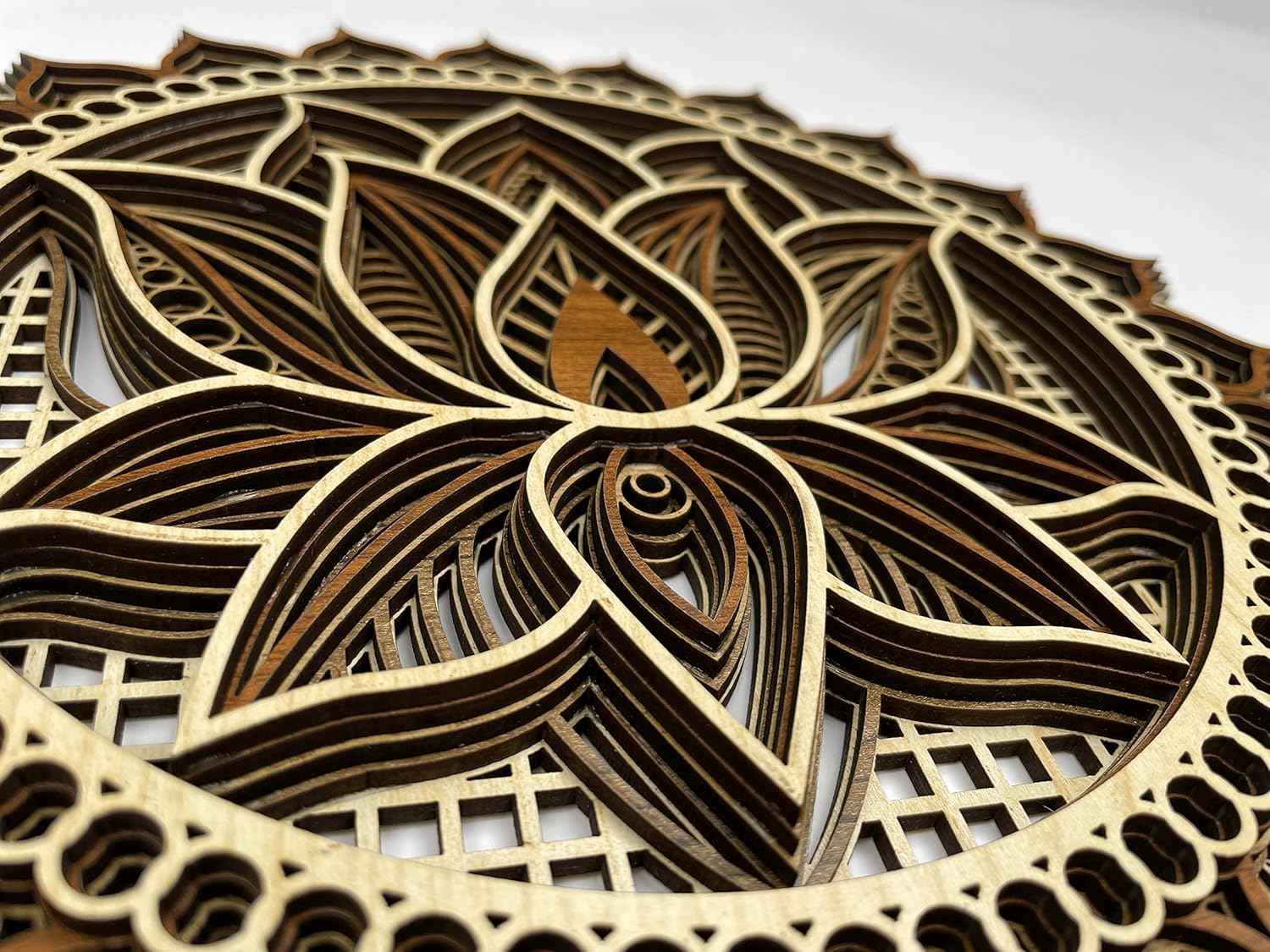 Mandala Wall Art, Mandala Wood Wall Art Decor, Lotus Flower Wall Decoration, Layered Mandala (X-Large)