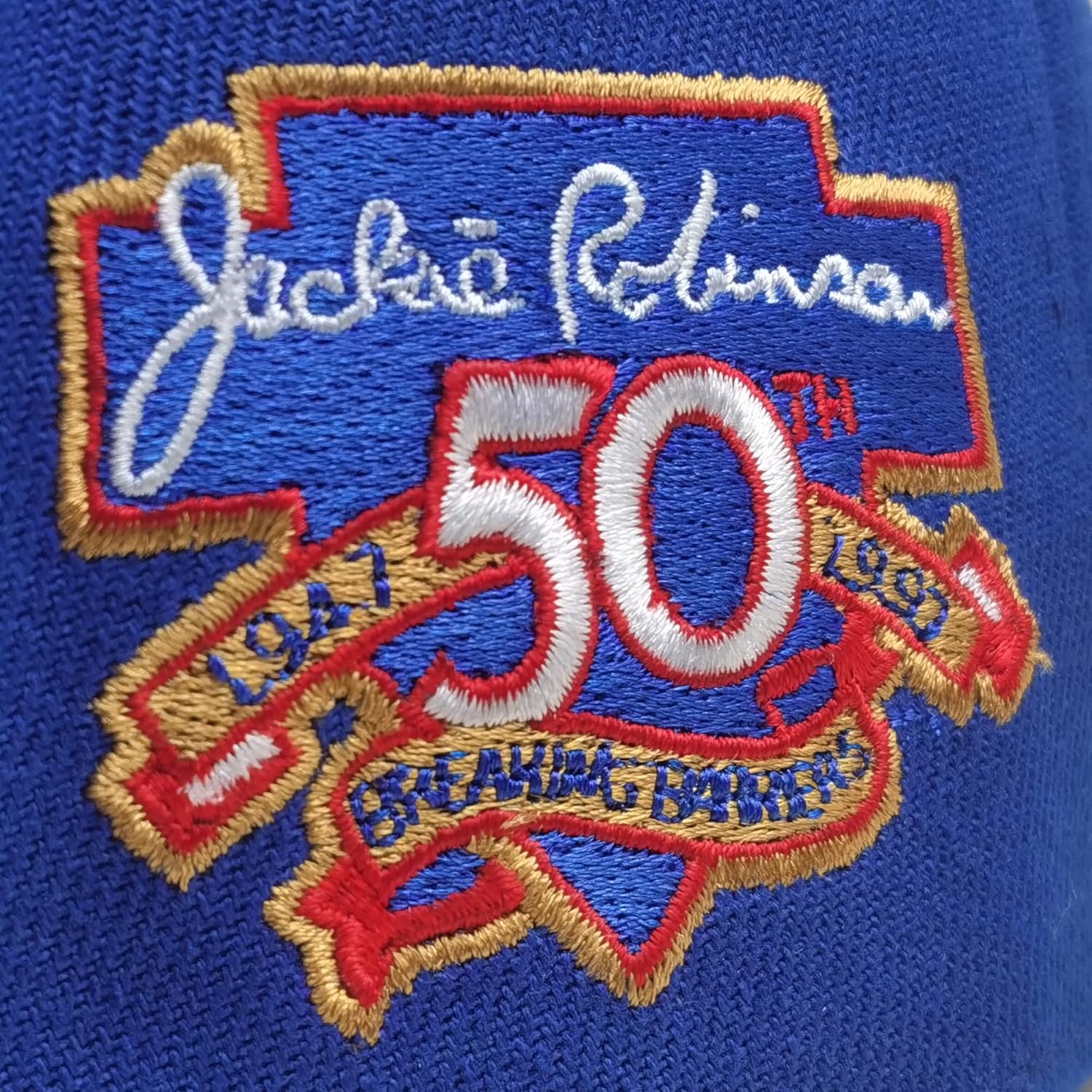 42 Robinson Baseball Day 50th Patch Dad Snaback Sport Outdoors Cap, Blue, 7-7 5/8 - Image 7