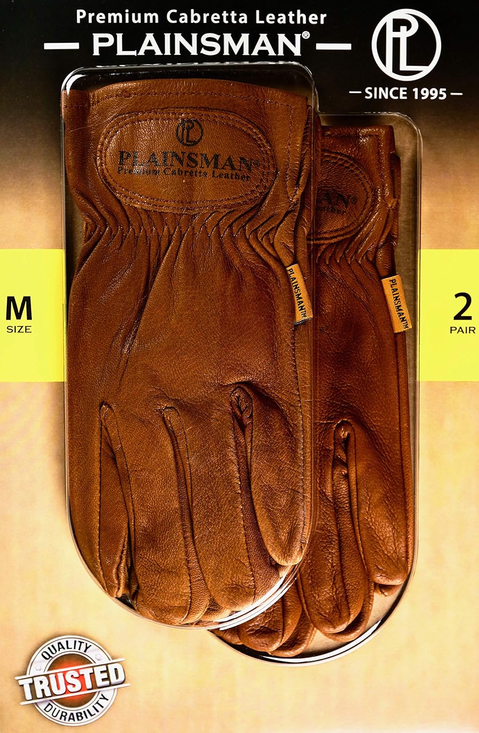 Plainsman Premium Cabretta Leather Gloves (2 Pair, Medium)