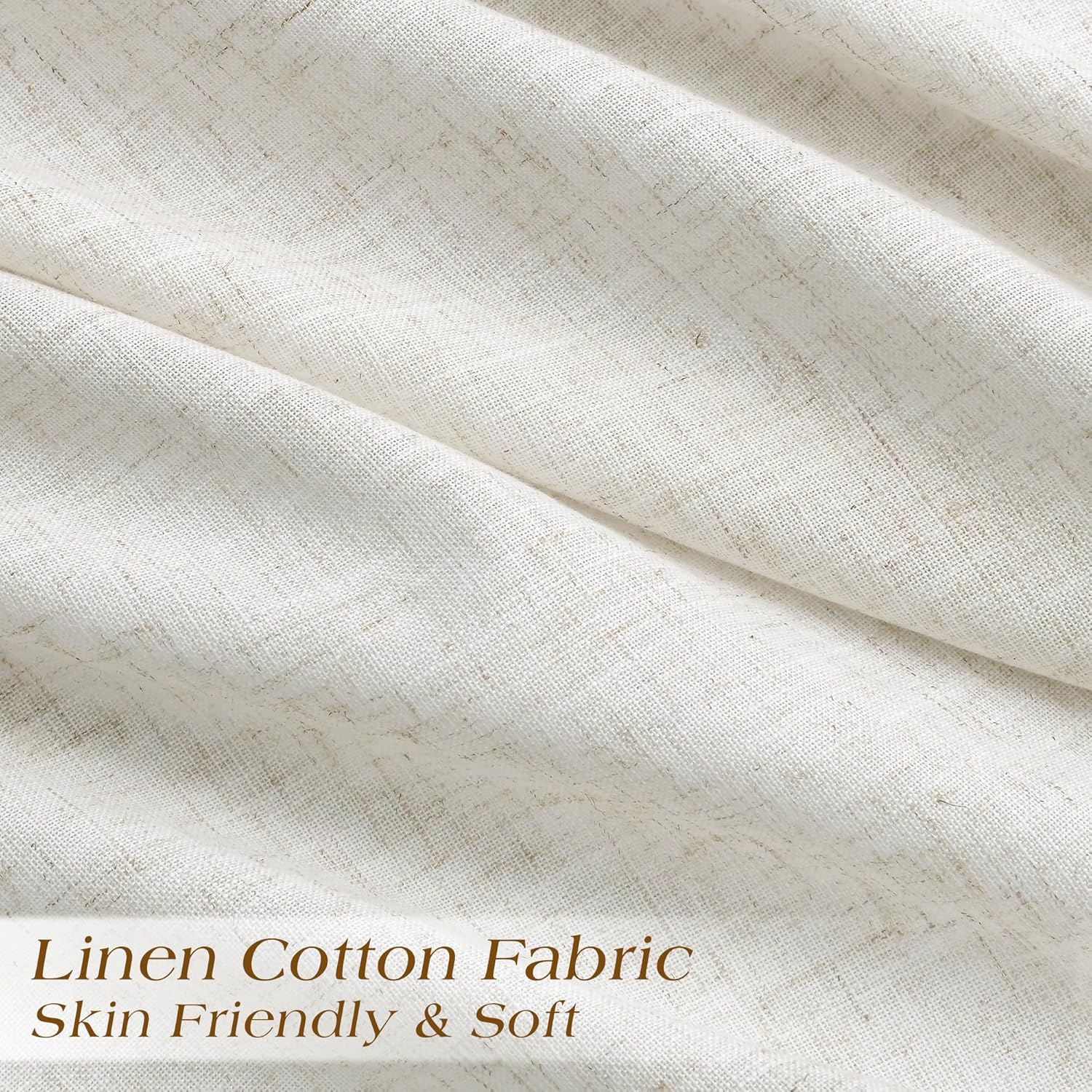 Natural Cream Linen Pinch Pleated Curtains 84 Inches Long for Living Room 2 Panels Textured Semi Sheer Light Filtering Privacy Curtains Back Tab Farmhouse Pleated Drapes Back Tab for Bedroom 40X84