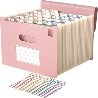 ABC life 26 Pockets Accordion File Organizer, Blush Pink