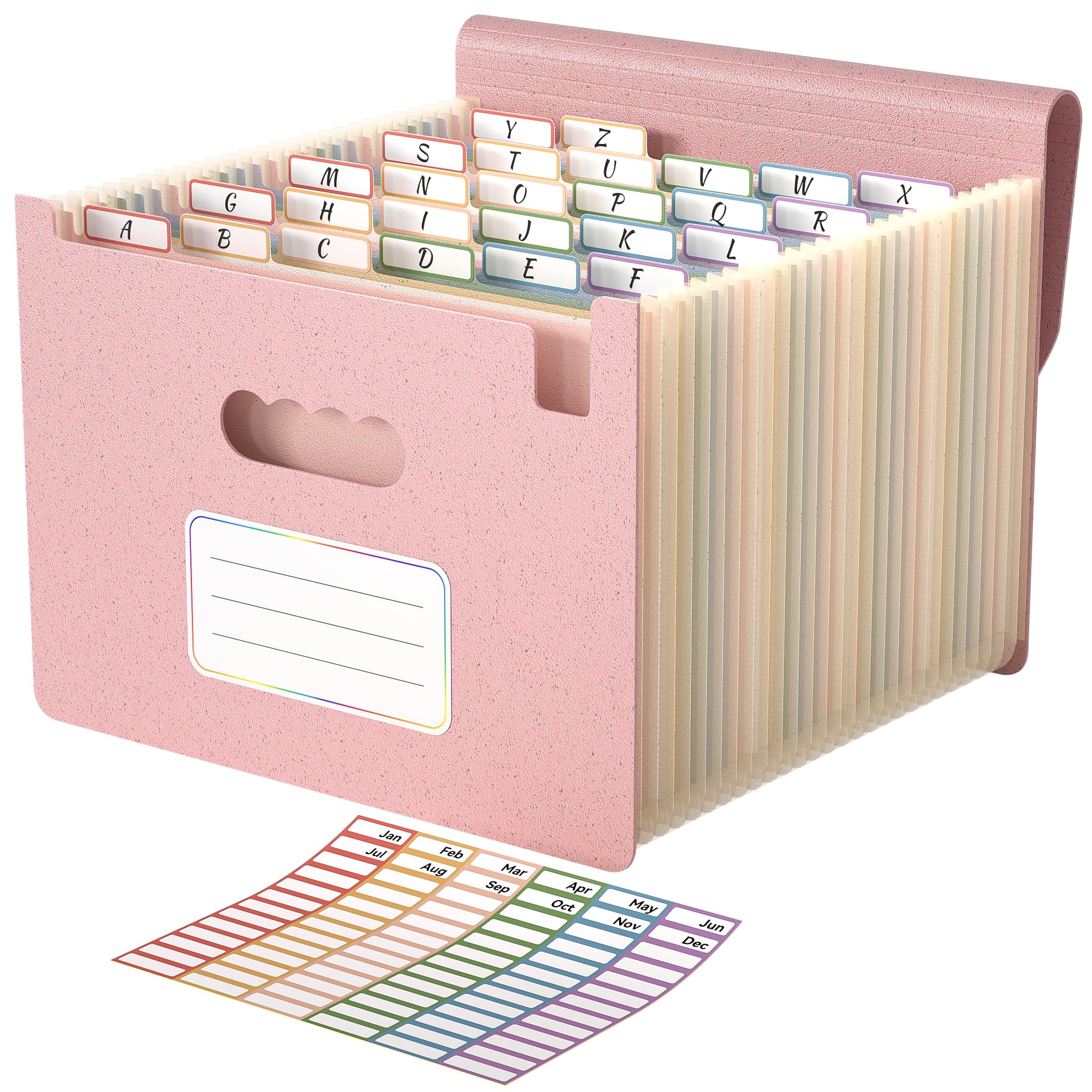 ABC life 26 Pockets Accordion File Organizer, Blush Pink