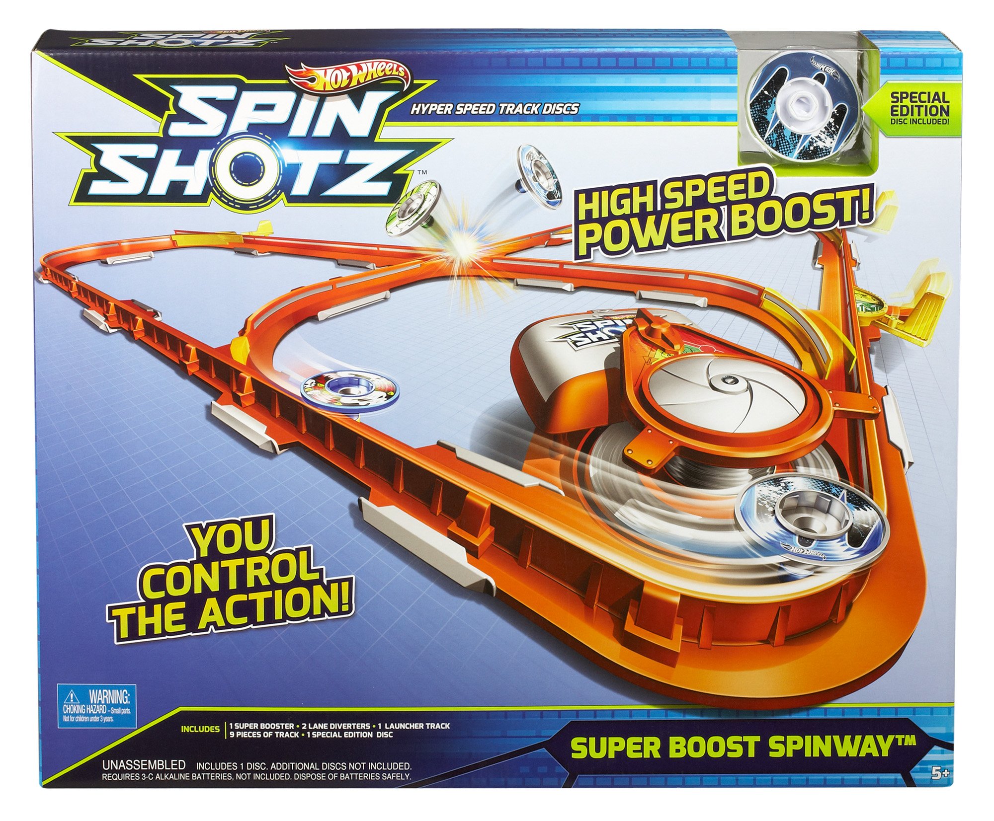 Mattel Y0569 - Hot Wheels Spinshotz Super Boost Spinway Spielset