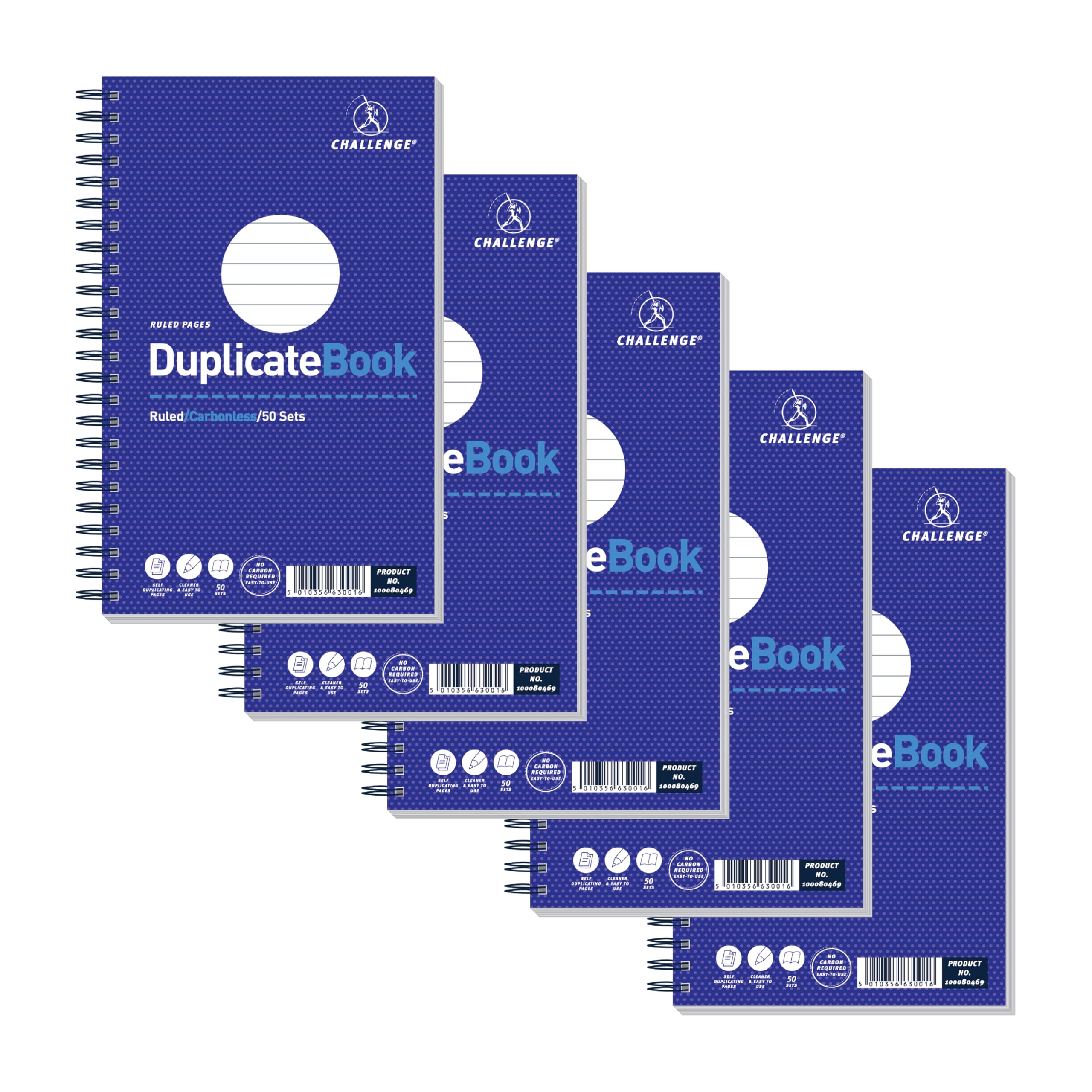 Challenge Duplicate Carbonless Wire Bound Ruled Book 210x130mm Pack 5 (100080469
