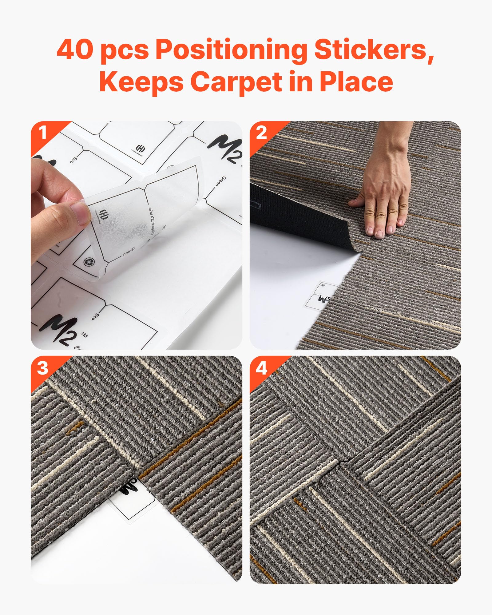 VEVOR Losetas de Alfombra, 609,6 x 609,6 x 6 mm, Suelo de Moqueta Modular de 9 m², Fácil de Instalar y Reemplazar, para Apartamentos, Oficinas, Propiedades de Alquiler, Marrón Oscuro, 24 uds