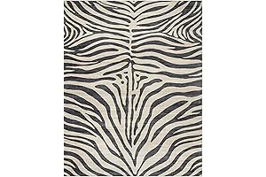 Gertmenian 8x10 Black and White Zebra Print Boho Indoor Area Rug