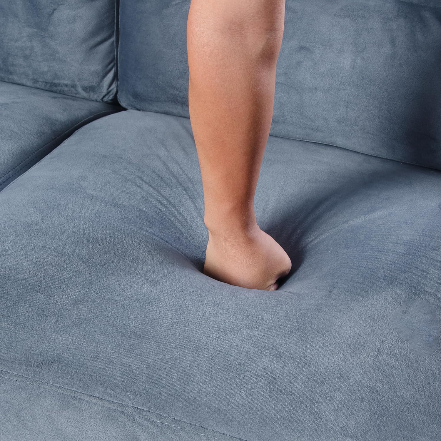 Harper & Bright Designs 32.1" Modern Style Velvet Upholstered Armchair, Living Room Upholstered Single Seat Sofa Chair for Home or Office, Grey-Blue