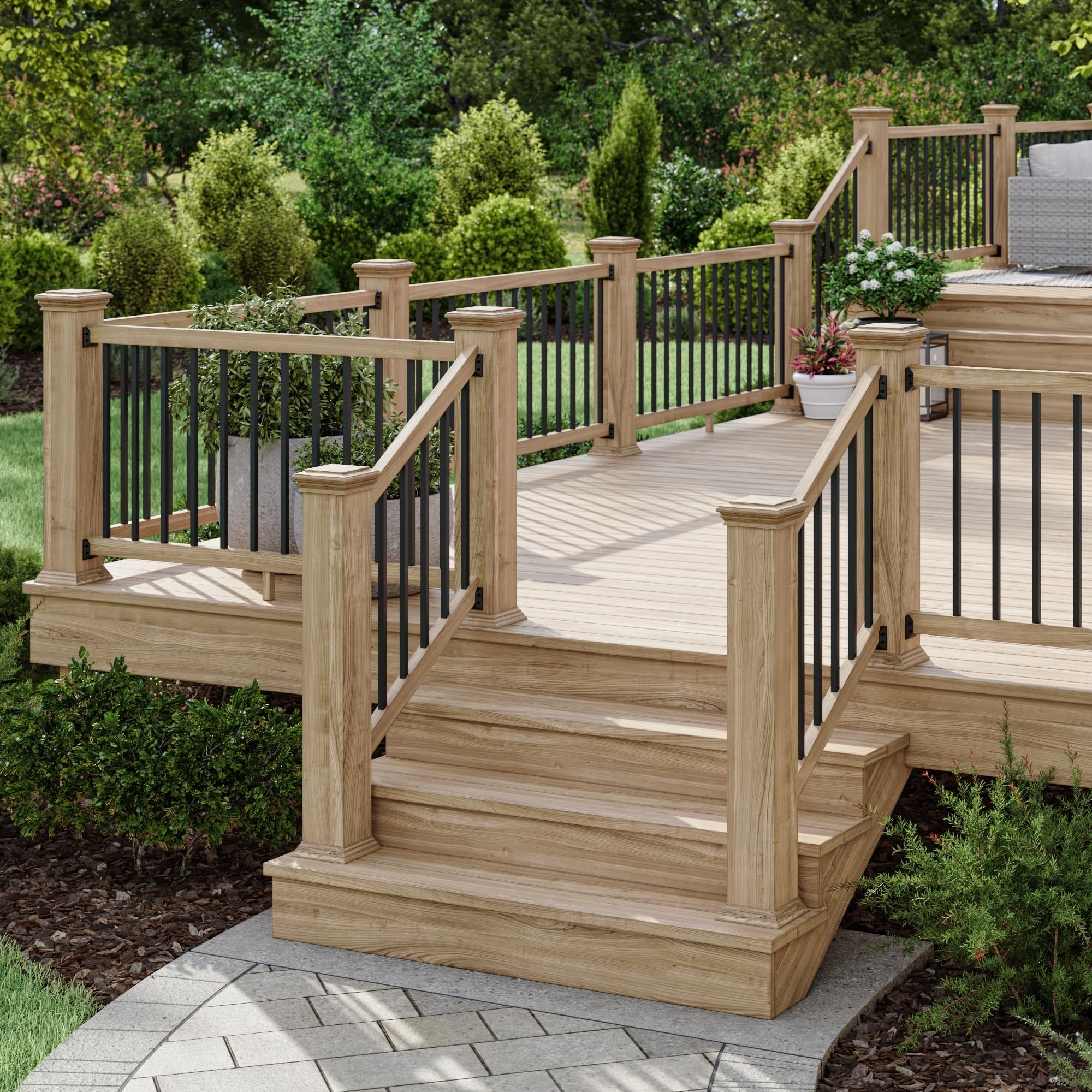 Black Aluminum Deck Balusters 26" Square, 60 Pack With Screws & Connectors