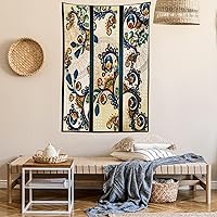 Vista 6 de Lunarable Tapiz abstracto, diseño floral de cachemira batik, adorno dibujado a mano, decoración de tela para colgar en la pared para dormitorio