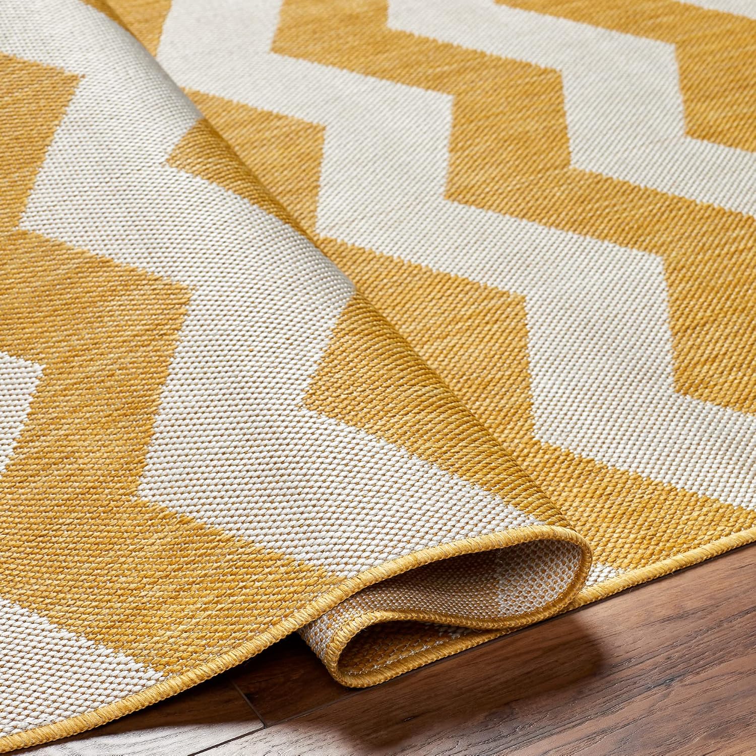 Livabliss Long Beach Outdoor Area Rug, 5'3" x 7', Yellow/Gray