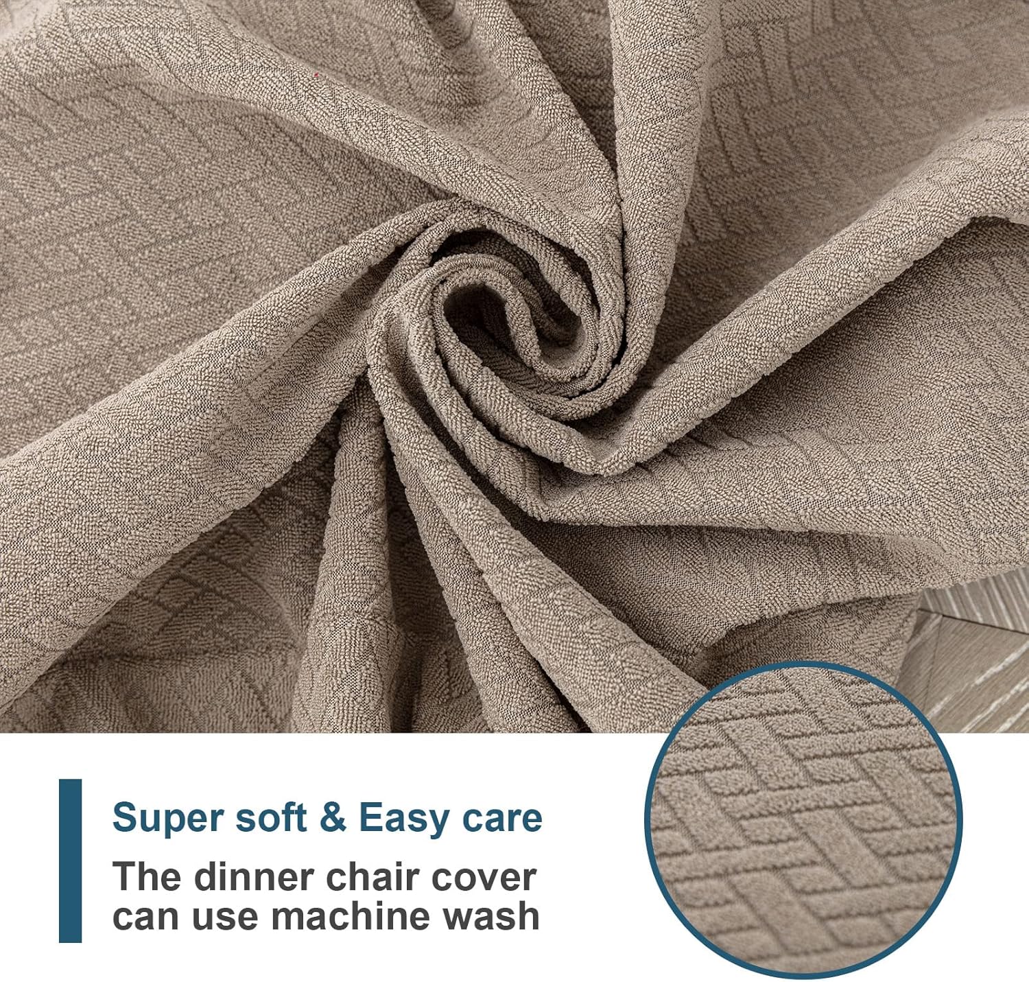 Genina Waterproof Seat Covers for Dining Room Chair Covers Waterproof Dining Chair Covers (6 PCS-Rear-Covered, Taupe)