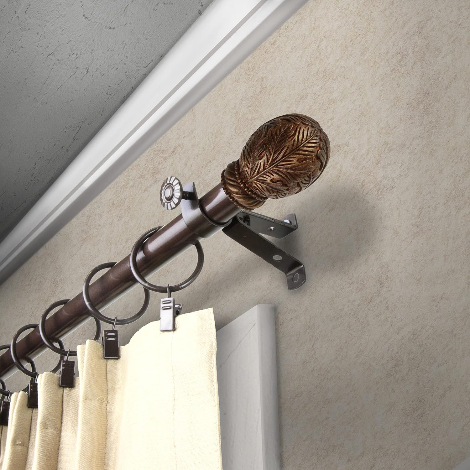 Rod Desyne Duston 13/16" Single Curtain Rod, 18-28 inch, Cocoa