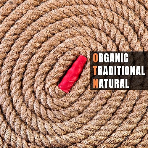 Miniatura 10 de Cuerda de Manila de 34 × 50 pies - Cuerdas náuticas - Cuerda de yute natural - Cuerda de cáñamo decorativa grande - Gruesa resistente (34 de pulgada