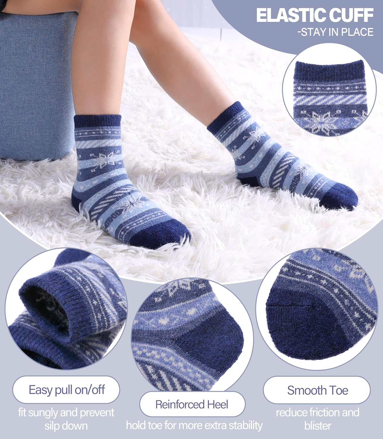 Kids Merino Wool Hiking Socks for Boys Girls Toddlers Thermal Winter Warm Thick Crew Boot Snowboarding Gift Socks - Image 7