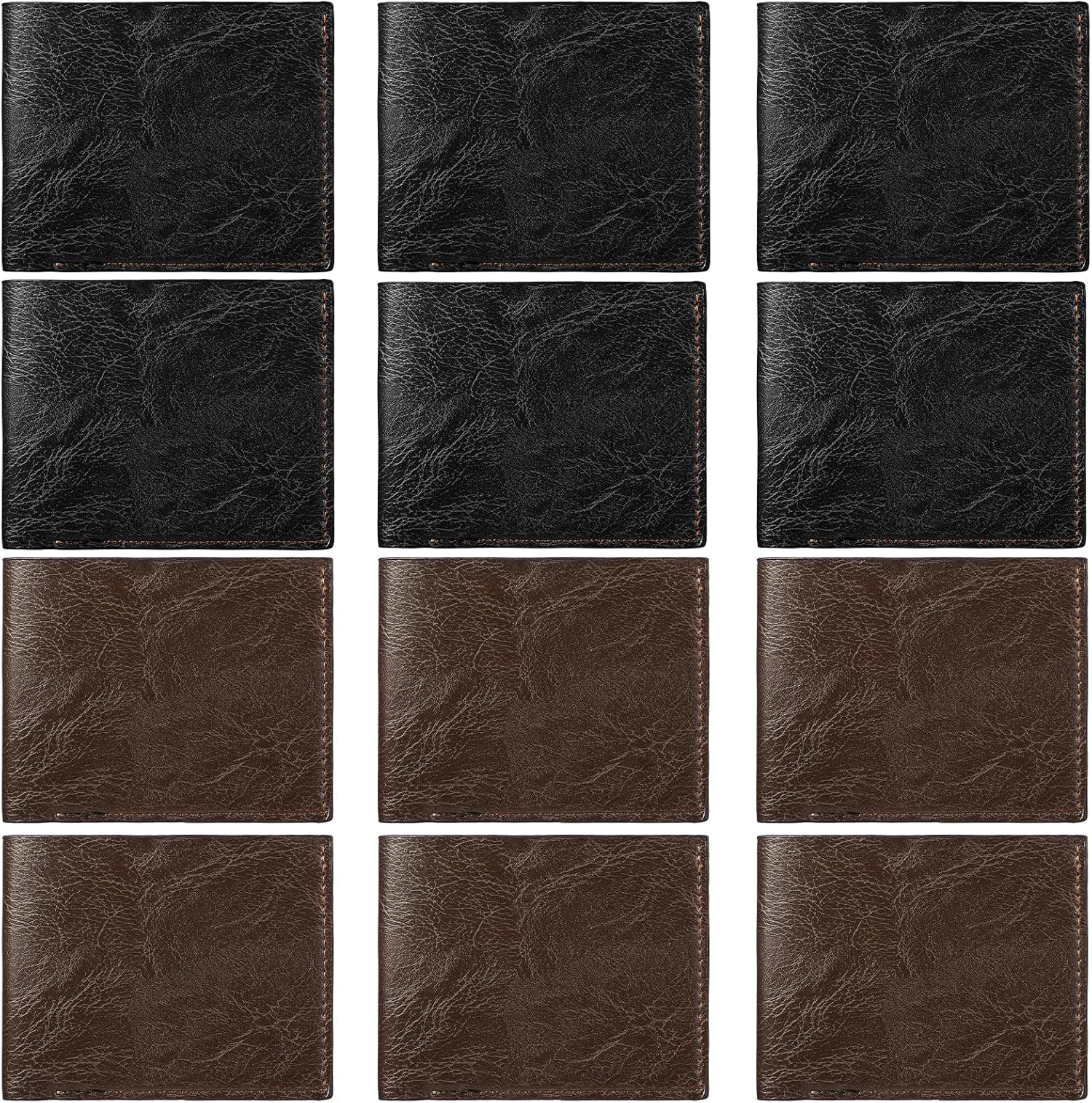 12 Pieces Wallet for Men,Leather Men's Wallets Bulk for DIY Engraving,With Money Clip,Card Holder(6 Black & 6 Light Brown)